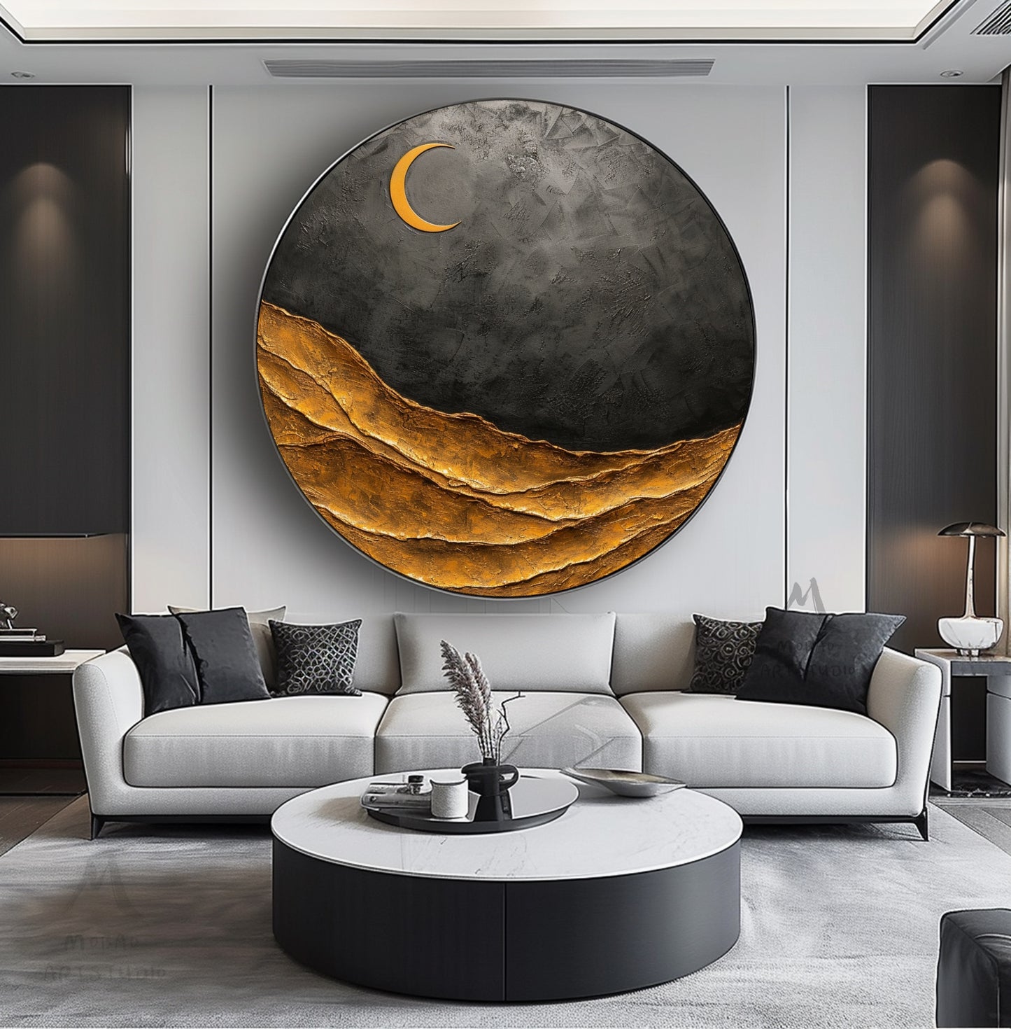 Circle Painting Gold Abstract Art Beige Textured Wall Art Beige Circle Abstract Painting Circle Beige Abstract Art Circle Beige Artwork
