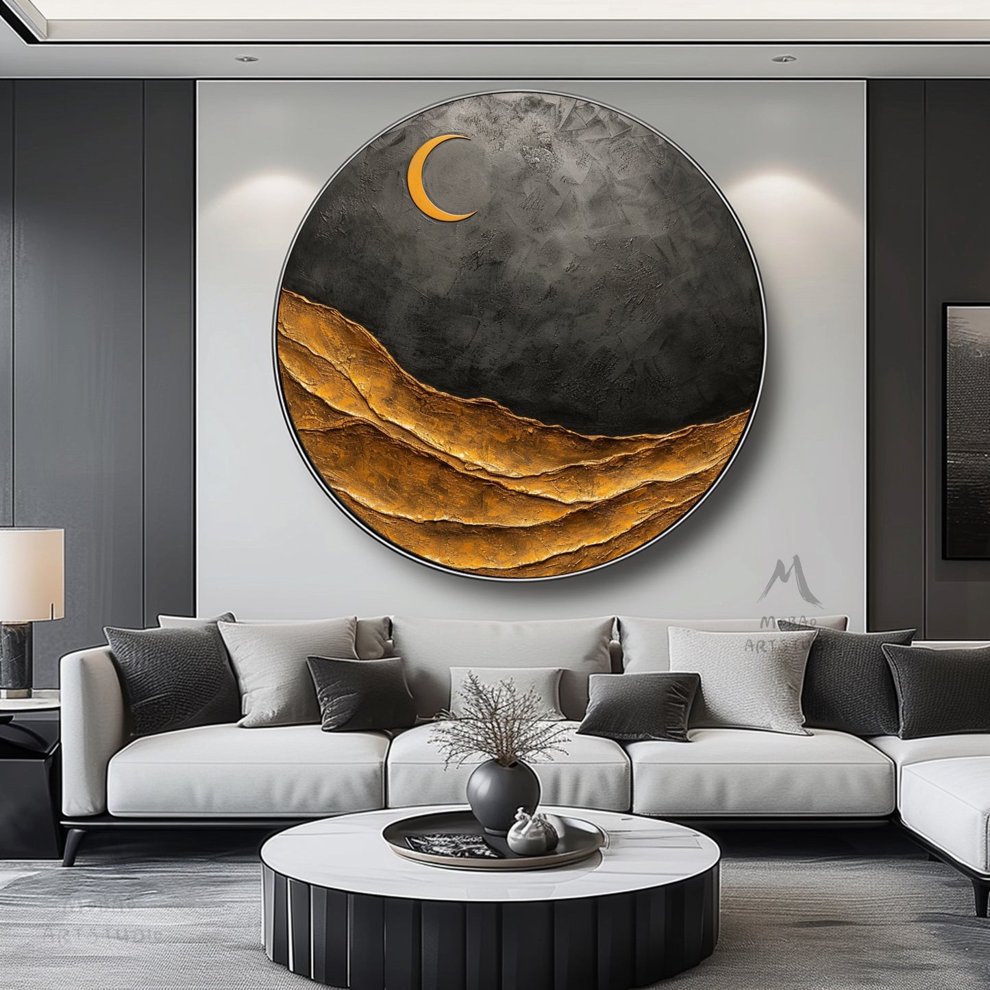 Circle Painting Gold Abstract Art Beige Textured Wall Art Beige Circle Abstract Painting Circle Beige Abstract Art Circle Beige Artwork