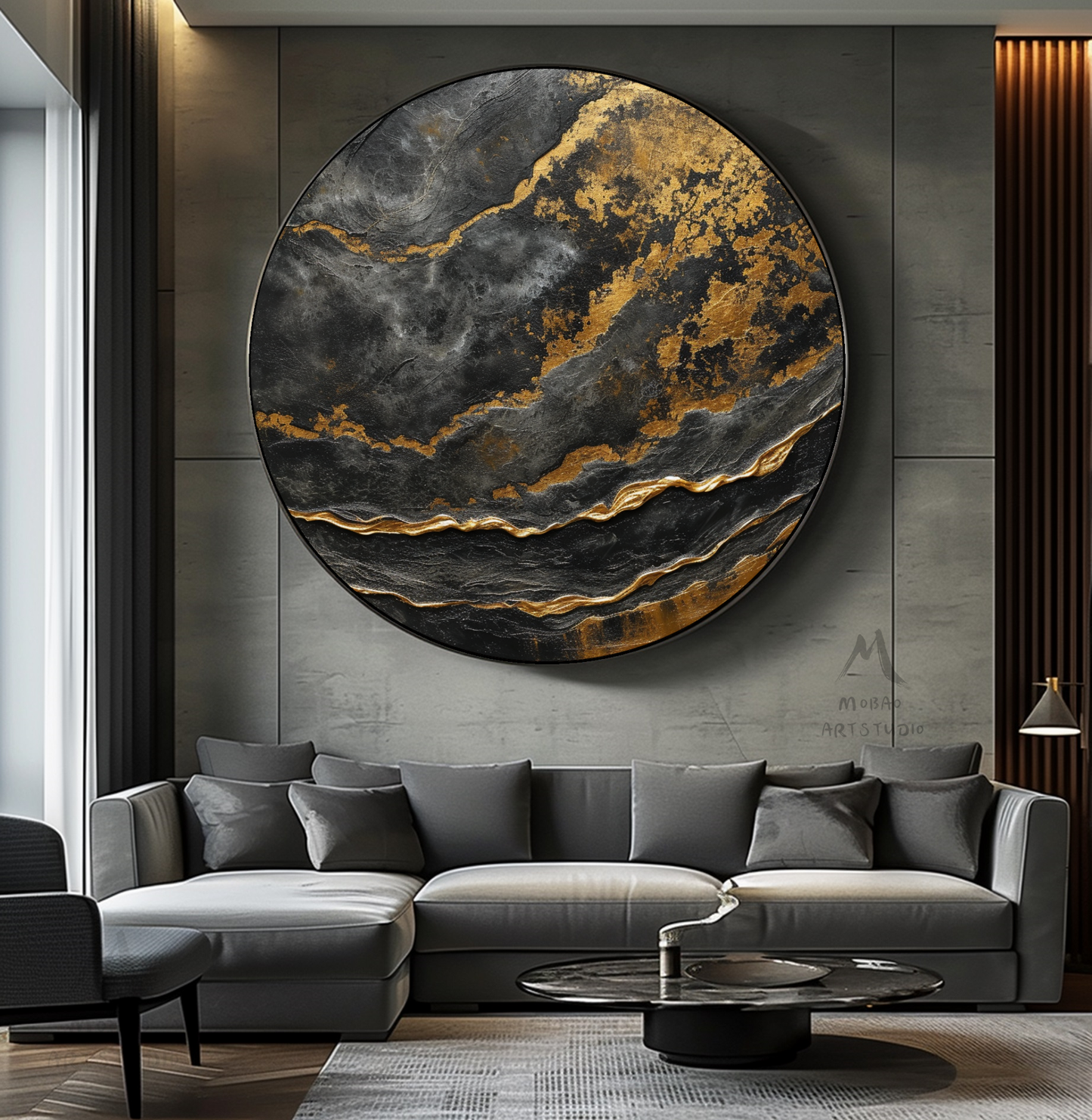 Circle Black Textured Wall Art Gold Abstract Art Circle Black Painting Black Abstract Painting Circle Black Abstract Art