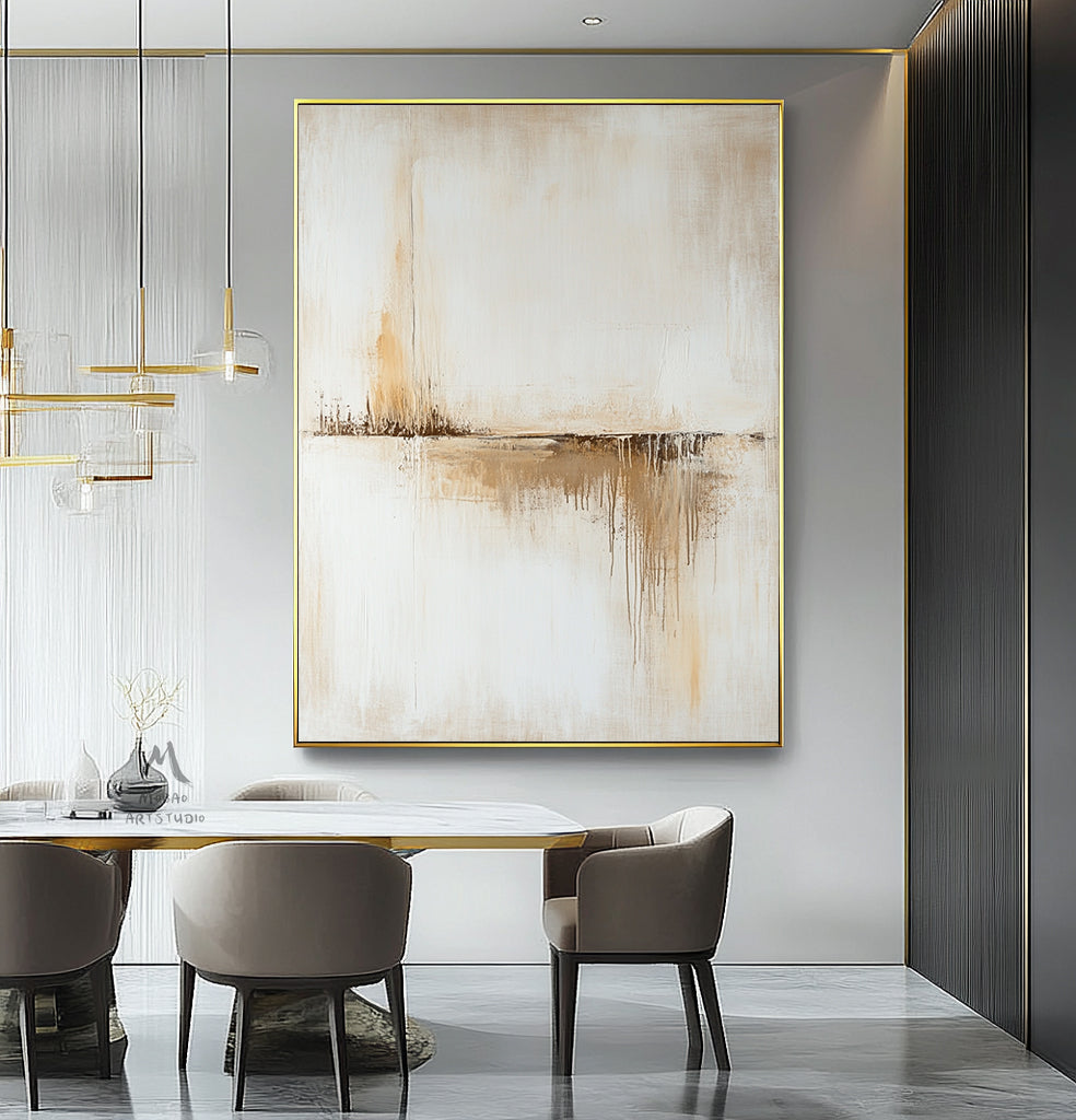Original beige abstract painting, large brown abstract painting, beige minimalist painting, modern wall decoration painting, abstract painting