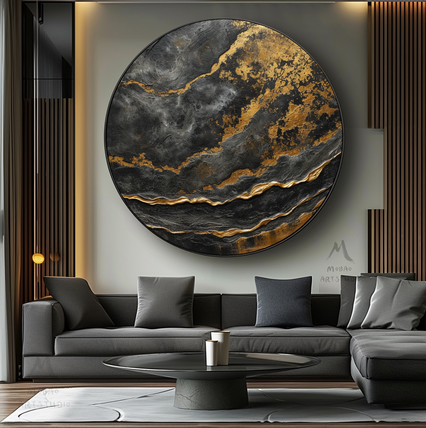 Circle Black Textured Wall Art Gold Abstract Art Circle Black Painting Black Abstract Painting Circle Black Abstract Art