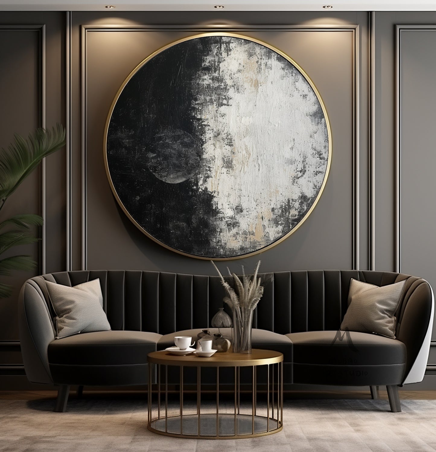Circle White Abstract Art Black Textured Painting White Circle Abstract Art Painting Black and White Textured Wall Art Circle White Artwork