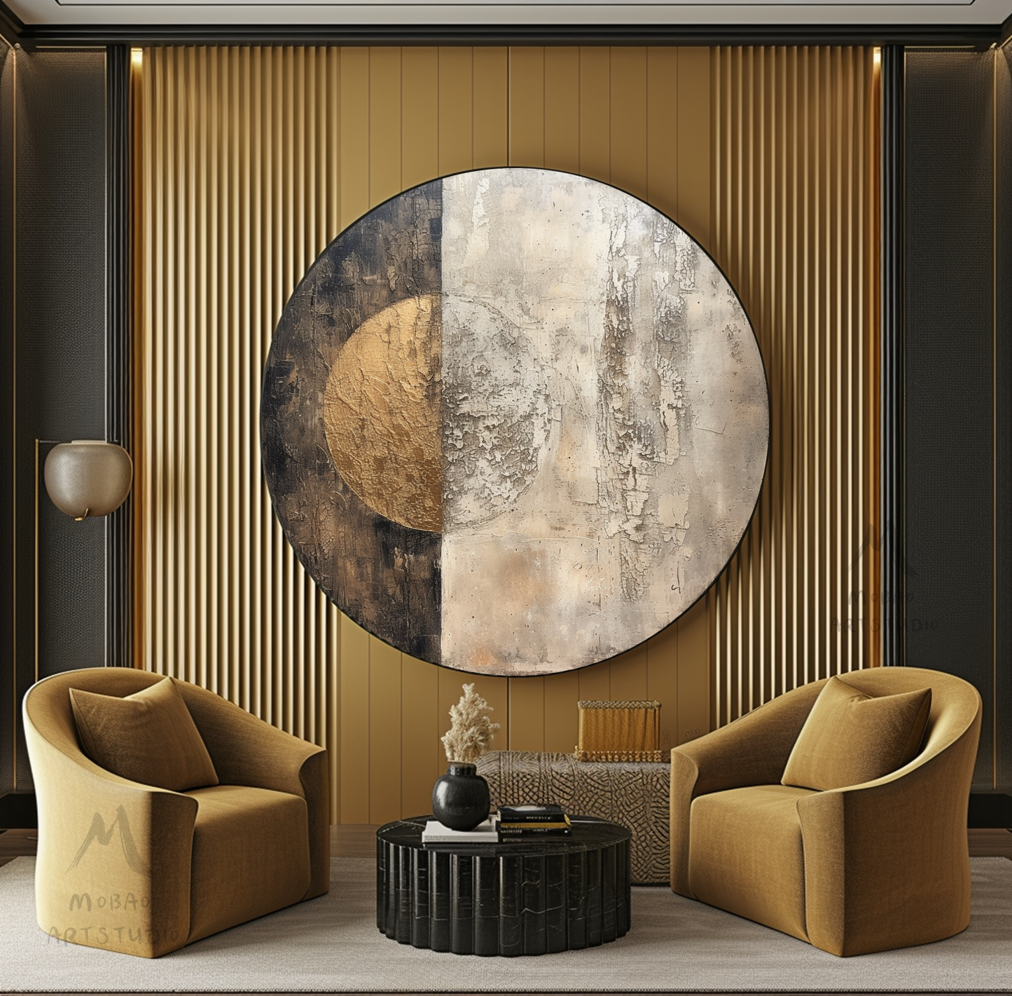 Circle Painting Gold Abstract Art Beige Textured Wall Art Beige Circle Abstract Painting Circle Beige Abstract Art Circle Beige Artwork