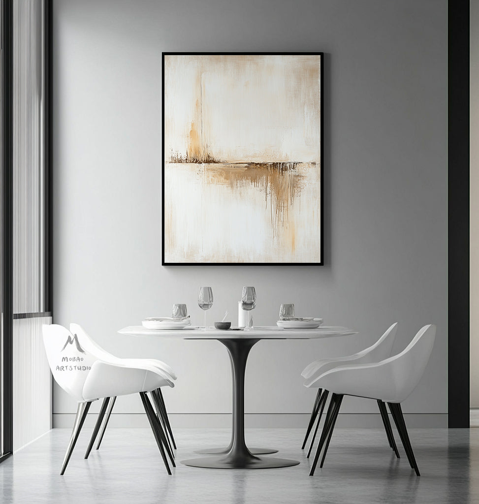 Original beige abstract painting, large brown abstract painting, beige minimalist painting, modern wall decoration painting, abstract painting