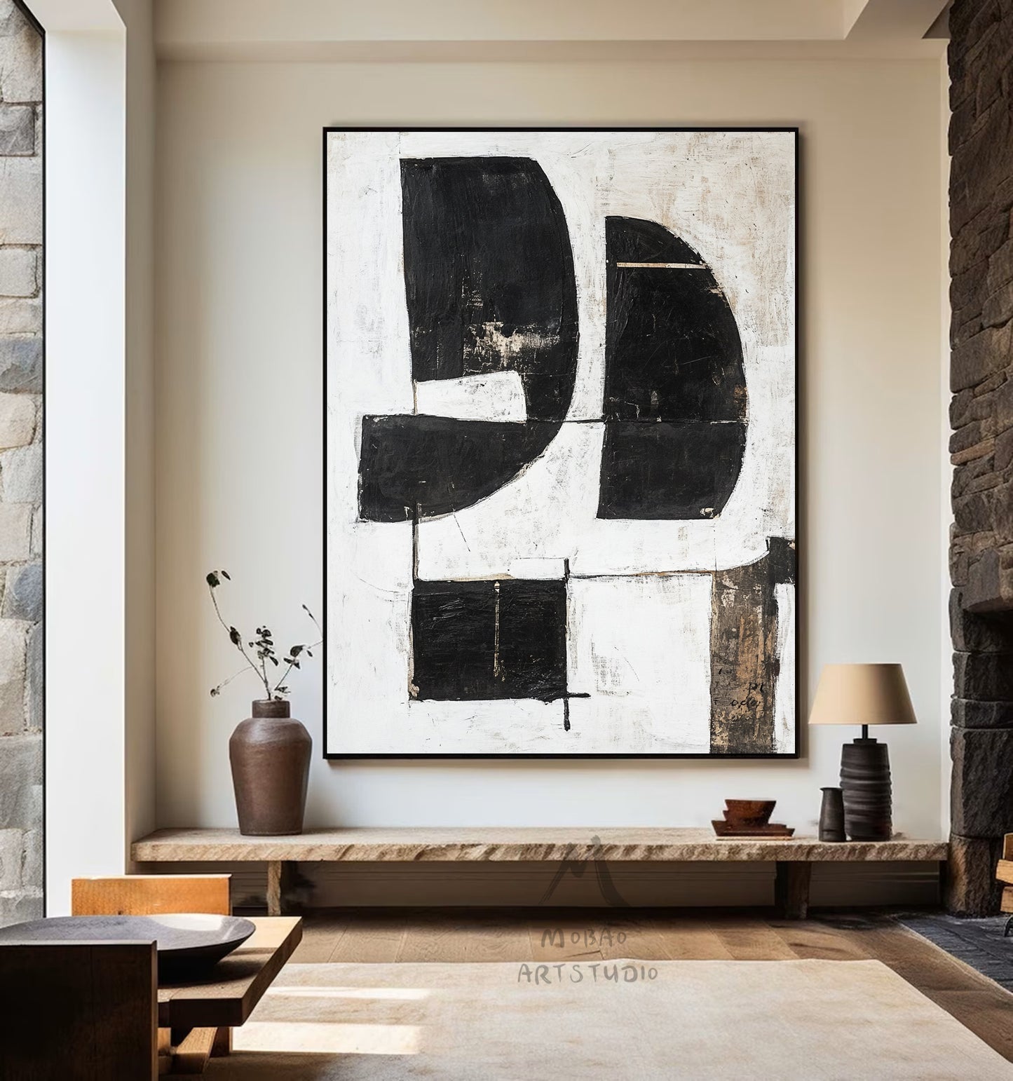 Orange Wall Art Wabi Sabi Wall Art Beige Painting Boho Wall Art Neutral Abstract Wall Art Orange Abstract Art Black Abstract Painting