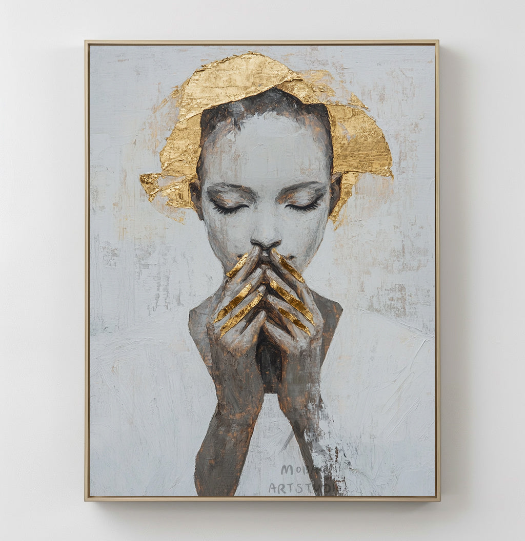 Large portrait large muscle bottom, white textured painting, black abstract painting, golden textured painting, white modern abstract painting. Golden abstract painting