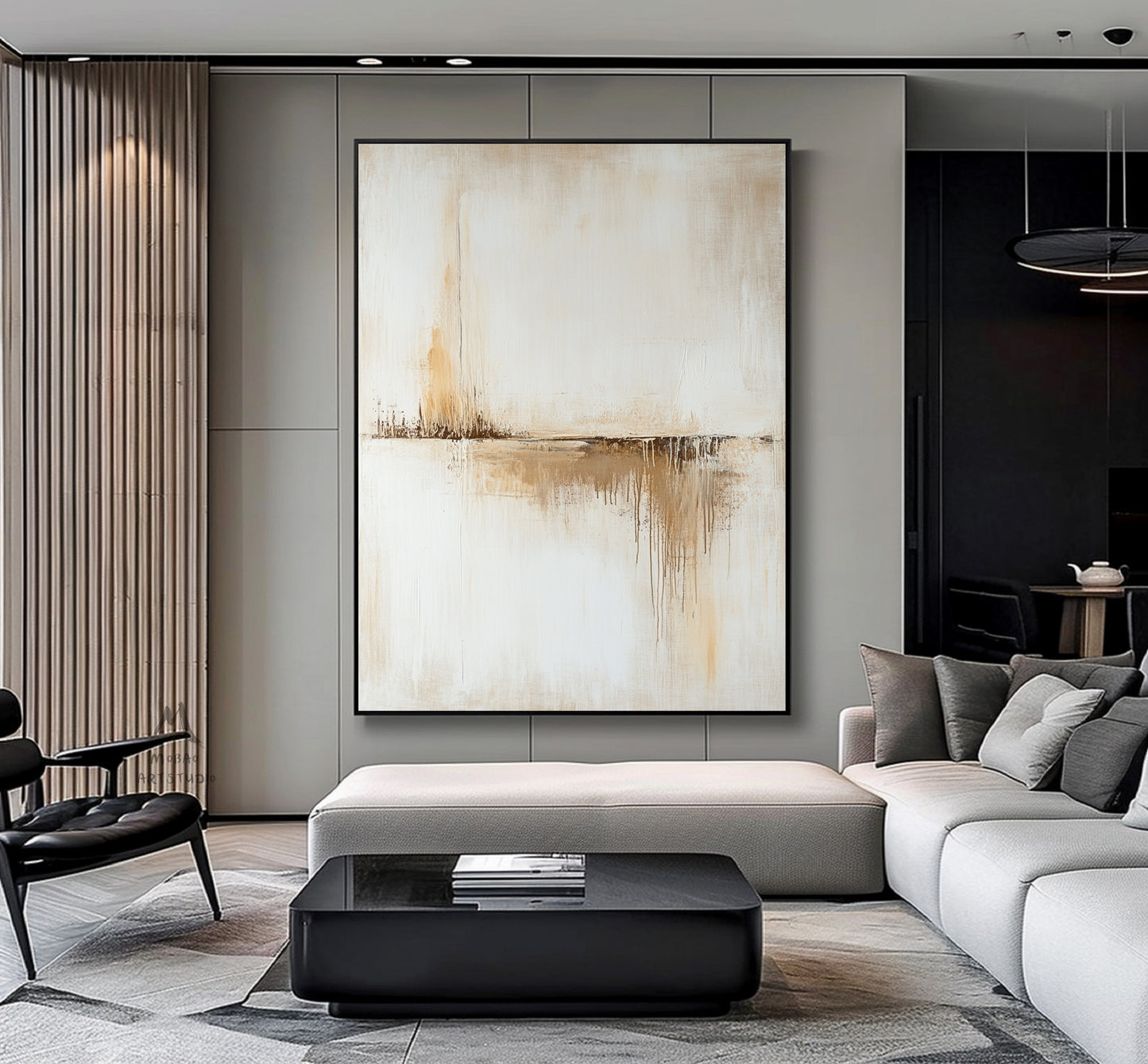 Original beige abstract painting, large brown abstract painting, beige minimalist painting, modern wall decoration painting, abstract painting