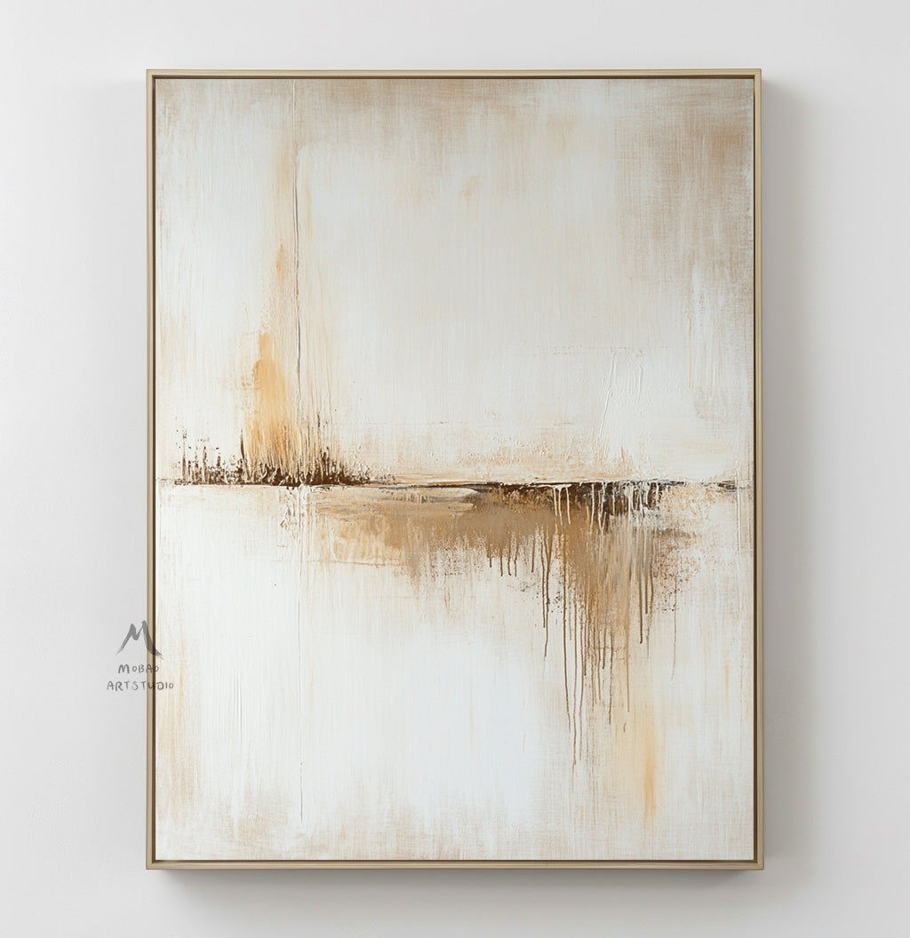 Original beige abstract painting, large brown abstract painting, beige minimalist painting, modern wall decoration painting, abstract painting