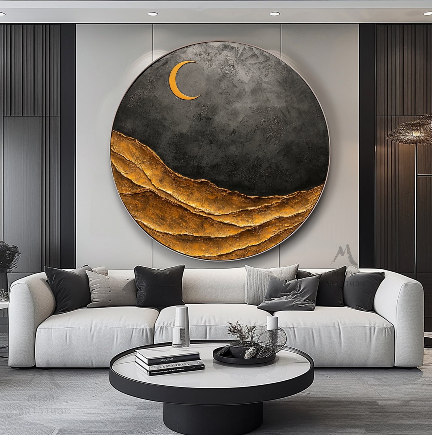 Circle Painting Gold Abstract Art Beige Textured Wall Art Beige Circle Abstract Painting Circle Beige Abstract Art Circle Beige Artwork