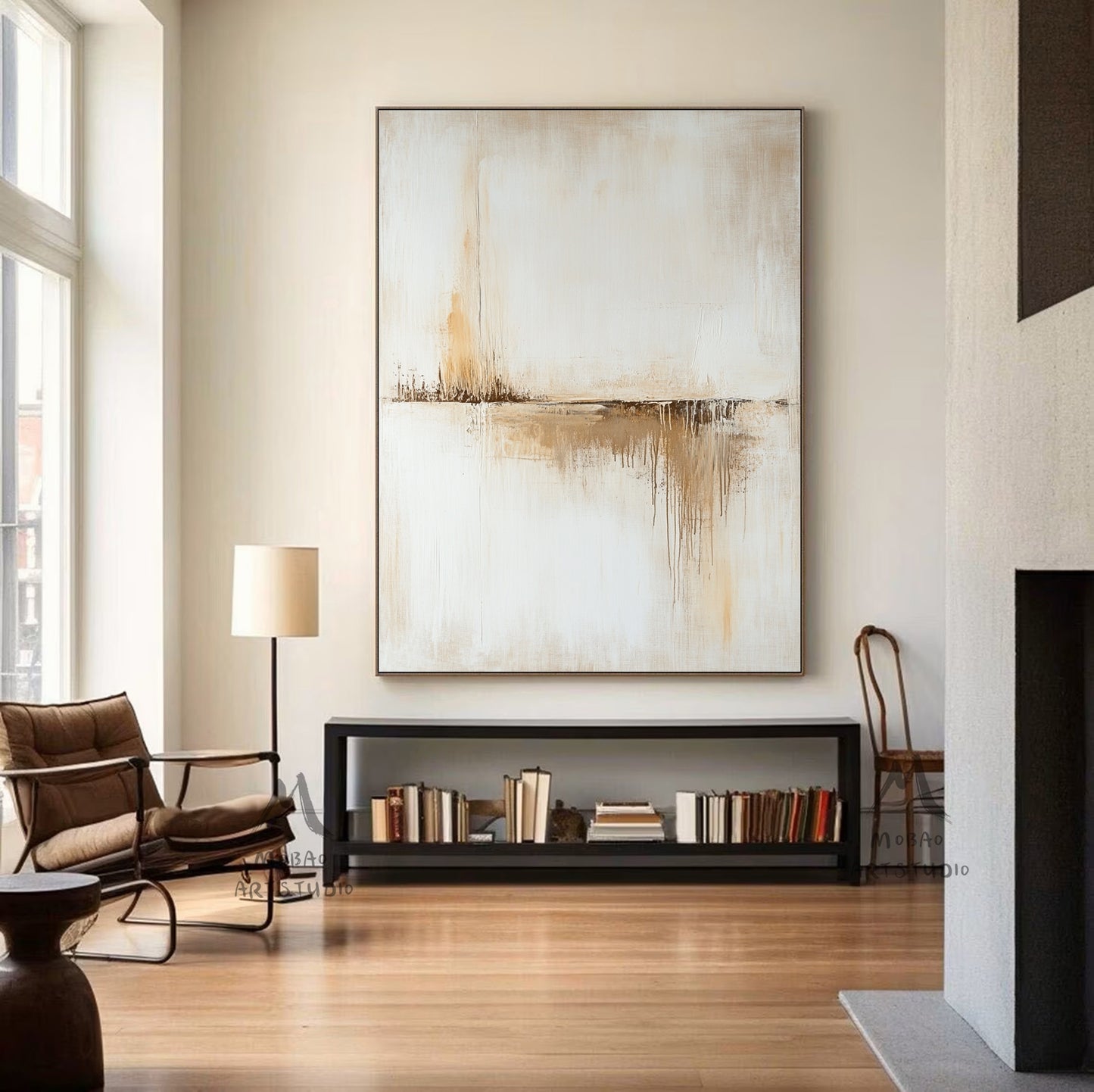 Original beige abstract painting, large brown abstract painting, beige minimalist painting, modern wall decoration painting, abstract painting
