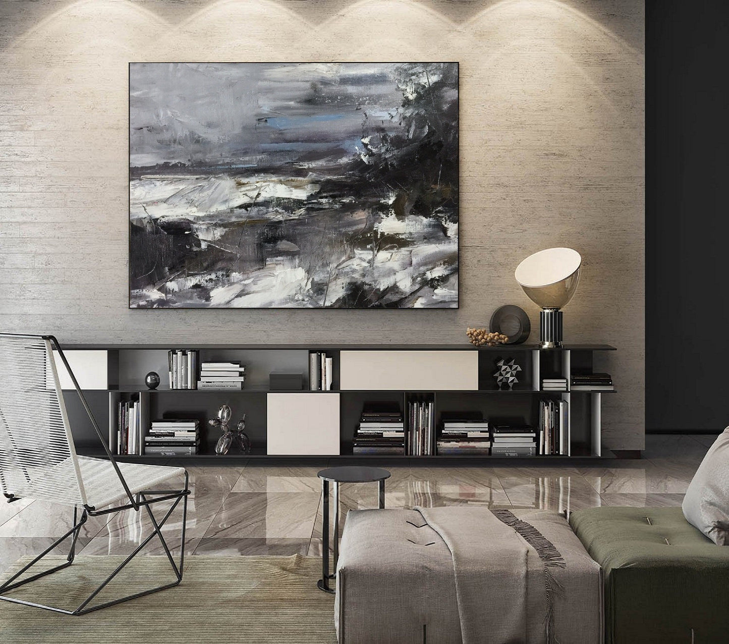 Large Black White Abstract Painting, Texture Abstract Painting, Large Minimalist abstract Painting, Large Canvas Art, Extra large wall art