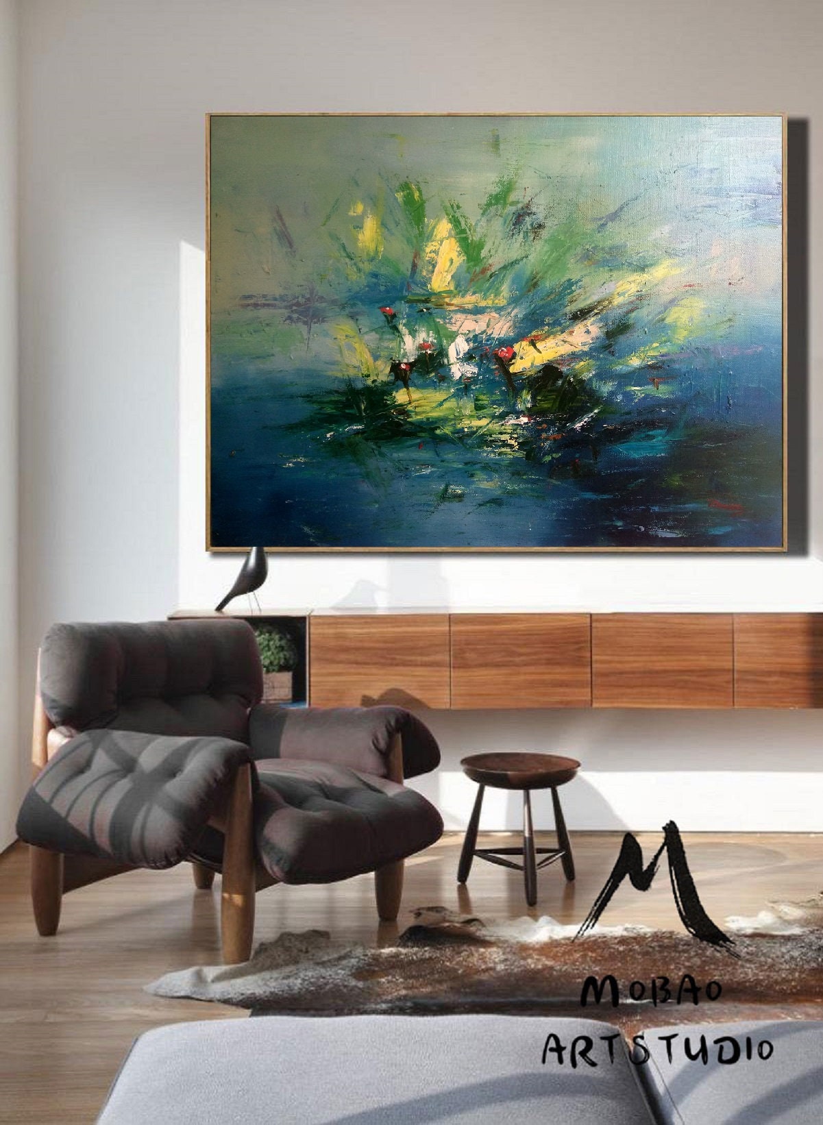 Large Green Abstract painting Green Minimalism Painting Green Wall Art Green Canvas Painting Green Abstract Art Green Canvas Wall Painting