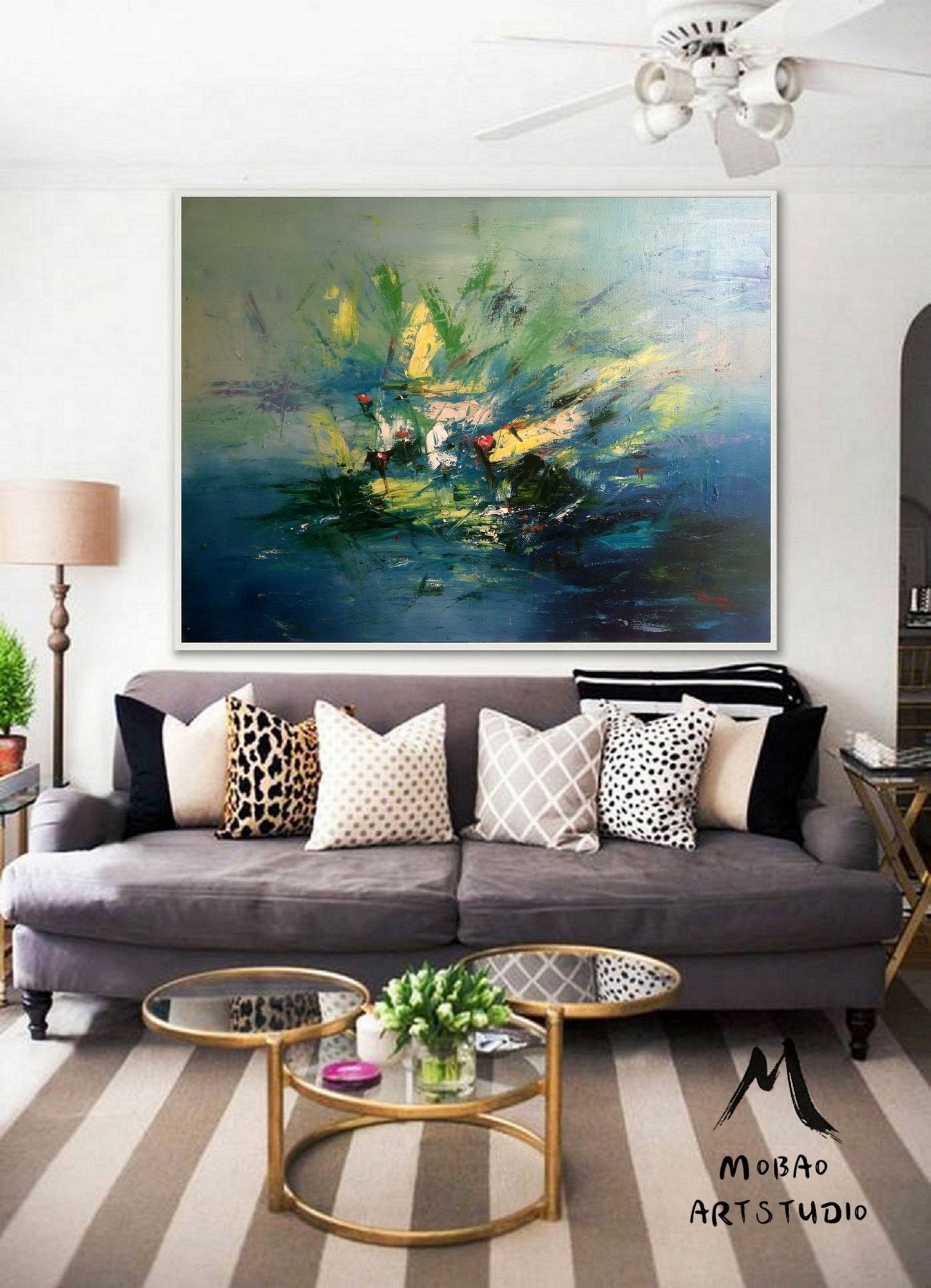 Large Green Abstract painting Green Minimalism Painting Green Wall Art Green Canvas Painting Green Abstract Art Green Canvas Wall Painting