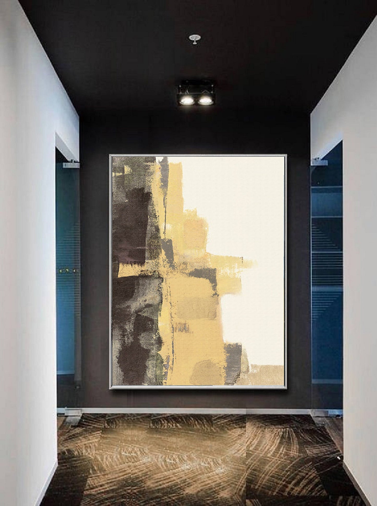 Large Abstract Painting, Minimalist Abstract Painting,Boho Wall Art, Wabi-Sabi Wall Art Yellow Art Painting,Beige Painting Yellow Painting