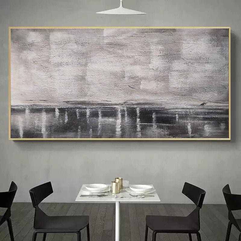 Large Abstract Painting On Canvas, White Abstract Painting, Grey Painting, Contemporary Art, Abstract Oil Painting On Canvas, Office Decor