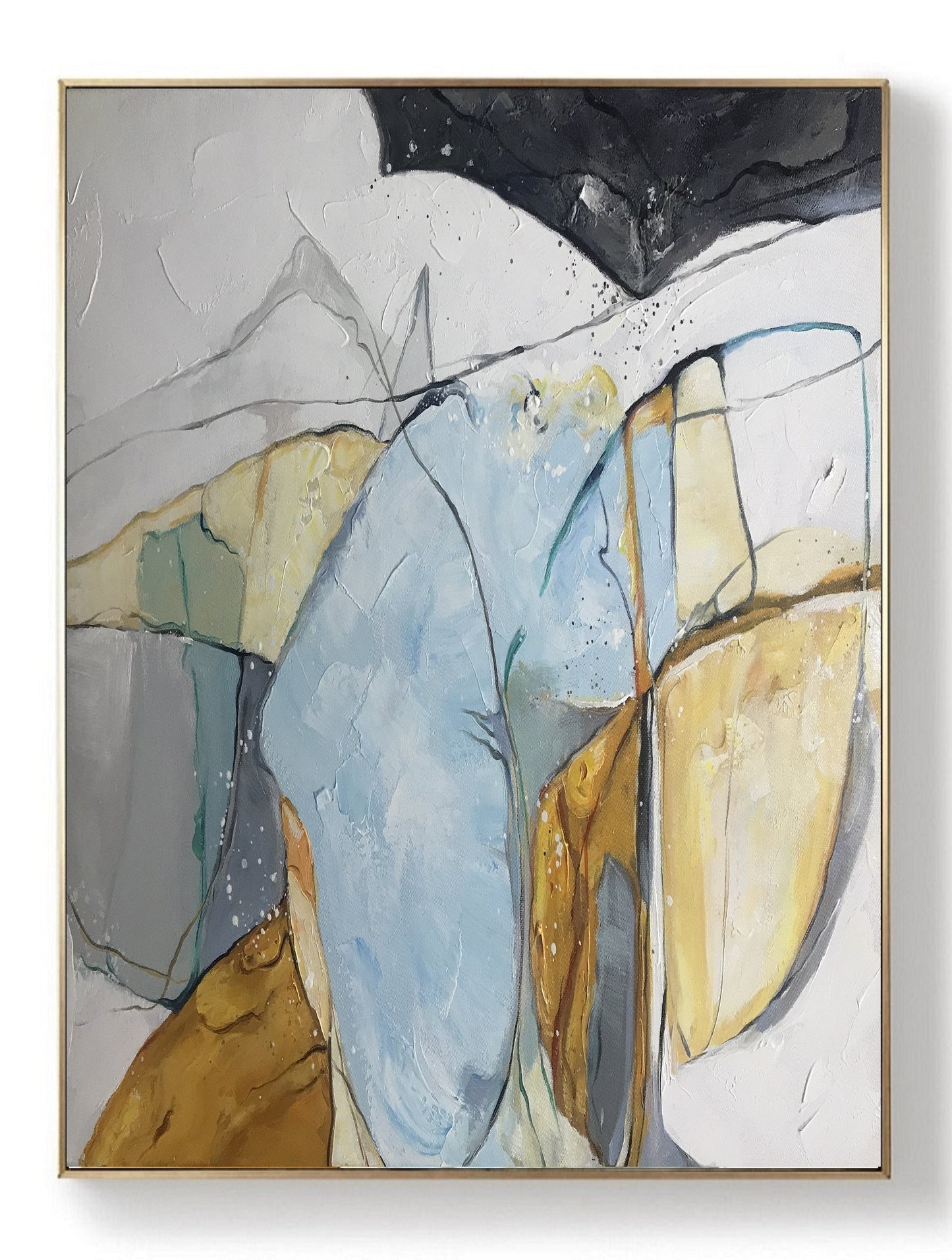 Large Abstract Painting, Large Wall Canvas Painting, Original Abstract Art, Minimalist Abstract Painting, Light Blue Painting Green Painting