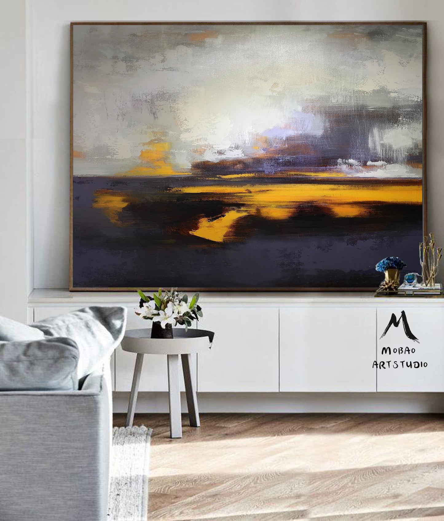 Large Ocean Canvas Oil Painting, Original Sea Oil Painting,Purple Abstract Painting, Cloud Abstract Painting,Large Wall Art Sky Oil painting