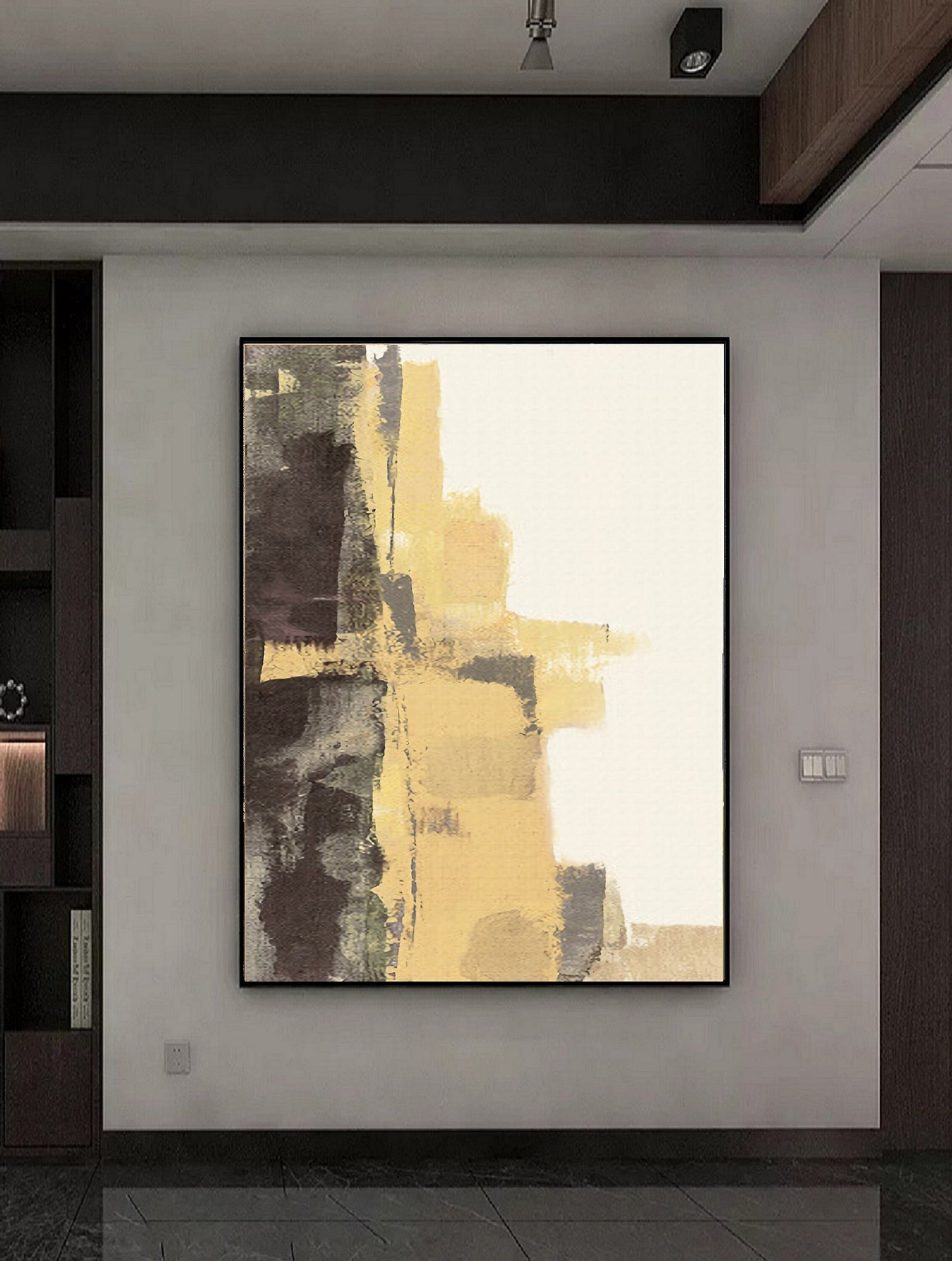 Large Abstract Painting, Minimalist Abstract Painting,Boho Wall Art, Wabi-Sabi Wall Art Yellow Art Painting,Beige Painting Yellow Painting