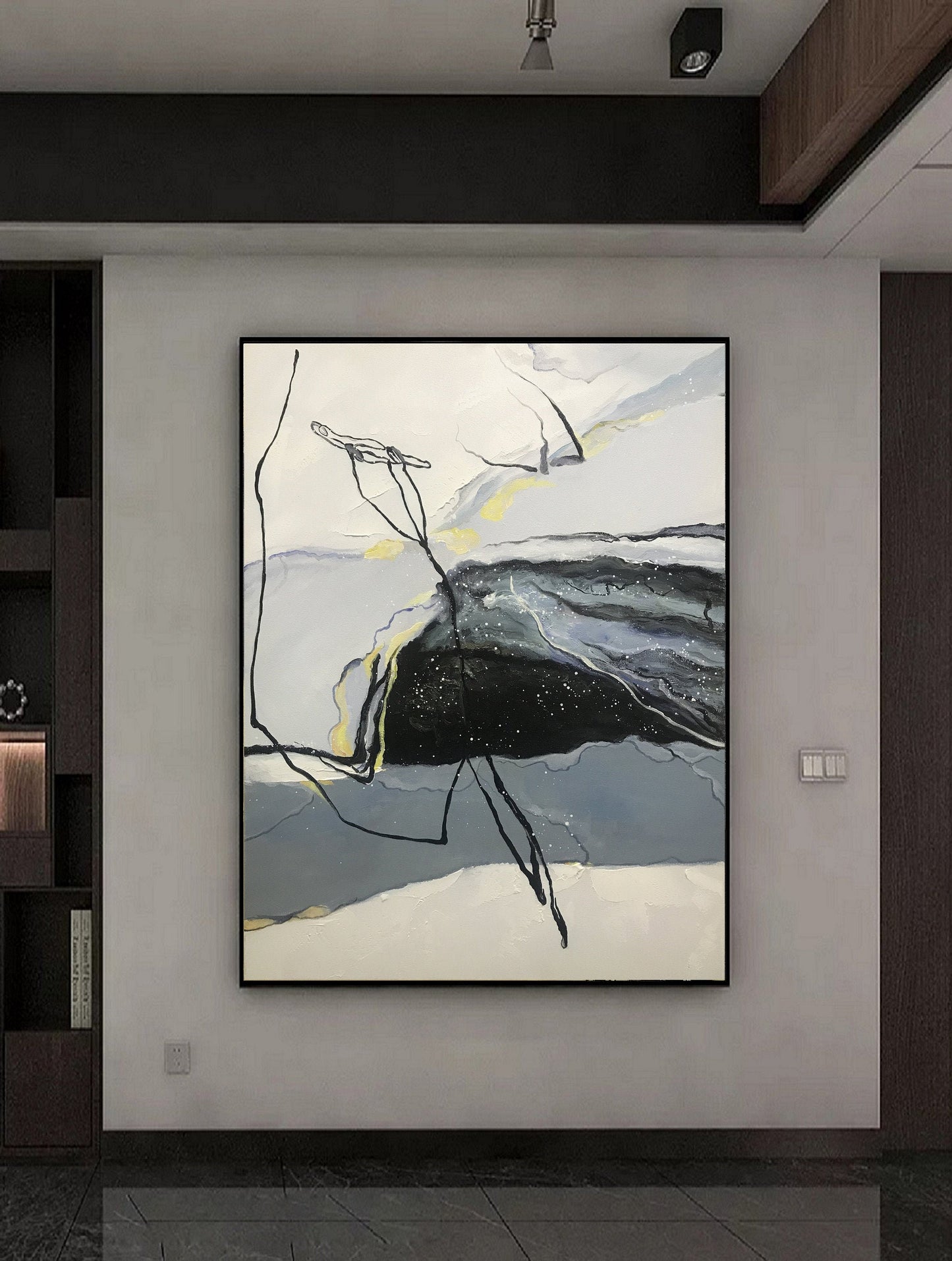 Large Wall Abstract Painting Original Minimalist Abstract Painting,Large Wall Canvas Painting,Minimalist Art,Black Painting Grsay Painting
