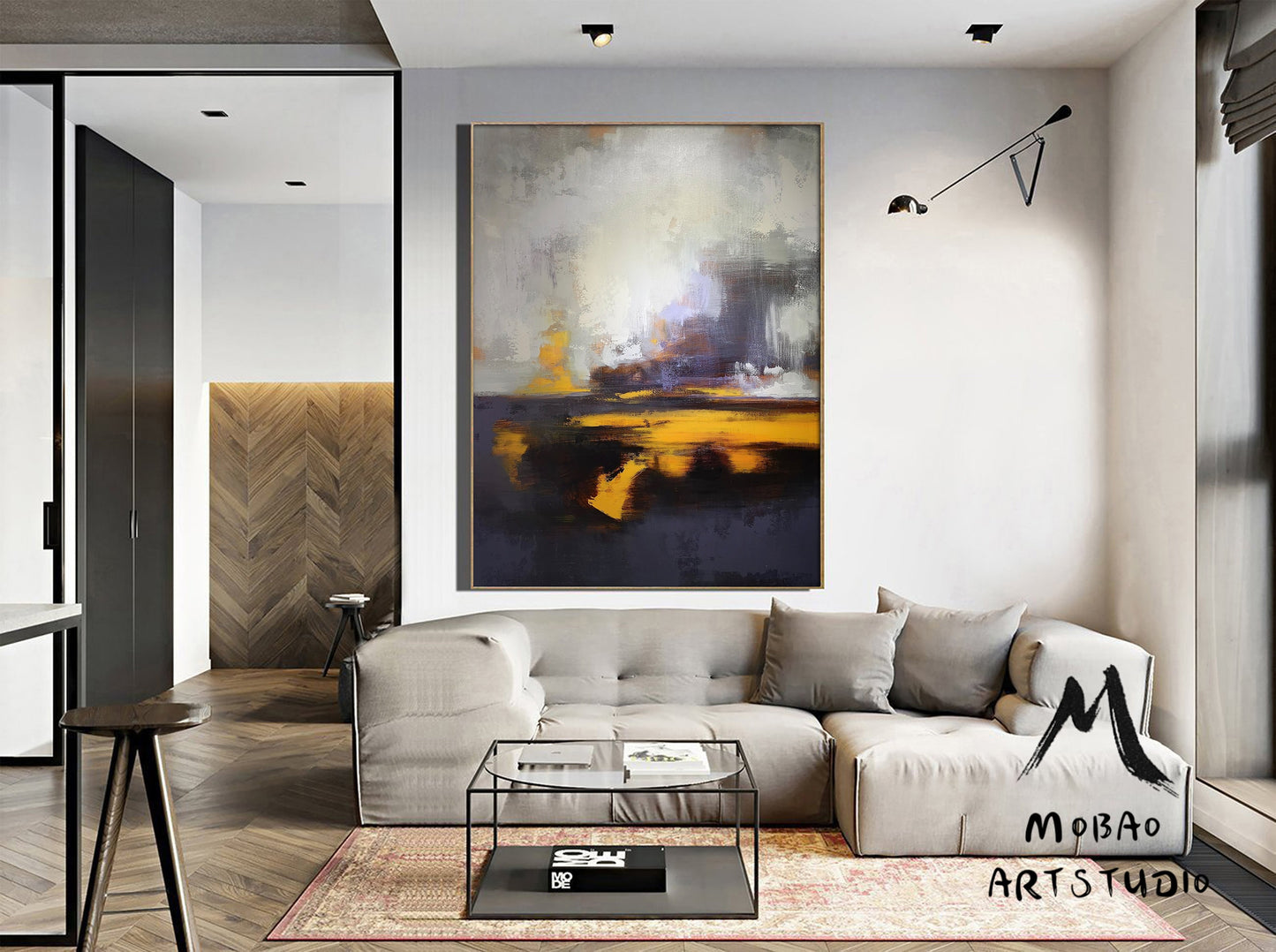 Original Sky Landscape Oil painting,Large Ocean Canvas Oil Painting,Large Original Sea Oil Painting,Large Wall Art Purple Abstract Painting
