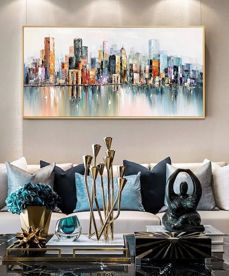 Large New York City Landscape painting, Large urban art painting, Urban Wall Art, New York Wall Art, Original city art Hand-painted painting