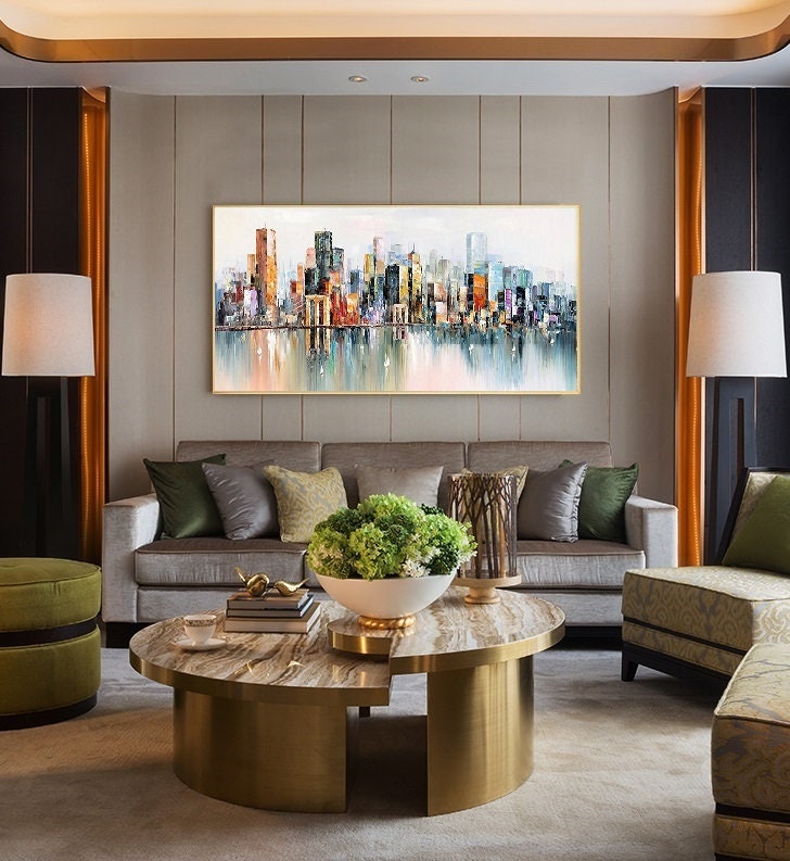 Large New York City Landscape painting, Large urban art painting, Urban Wall Art, New York Wall Art, Original city art Hand-painted painting