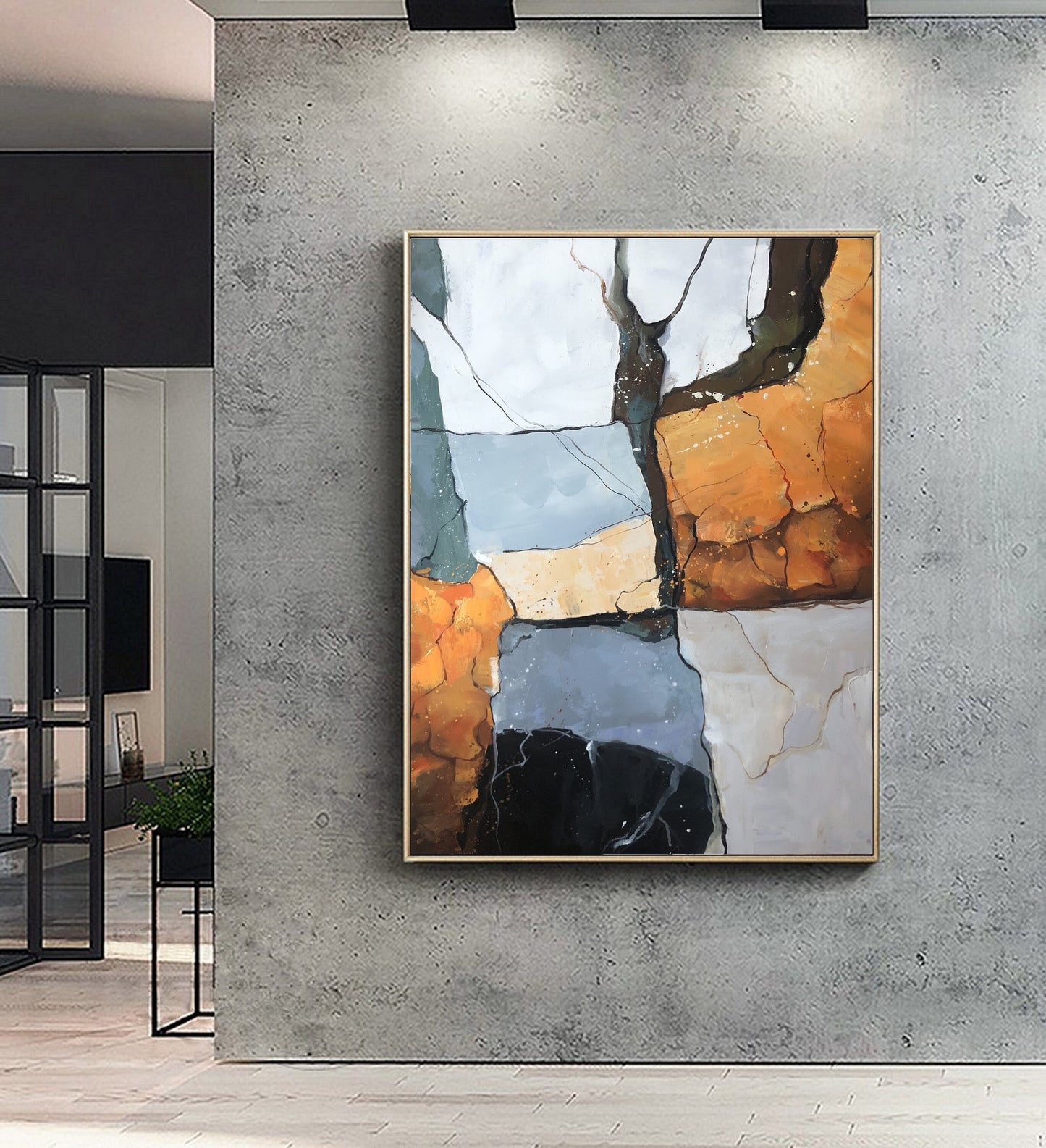 Large Abstract Painting, Gold Abstract Painting, Original Minimalist Abstract Painting, Green Oil Painting, Large Living Room Sofa Wall Art