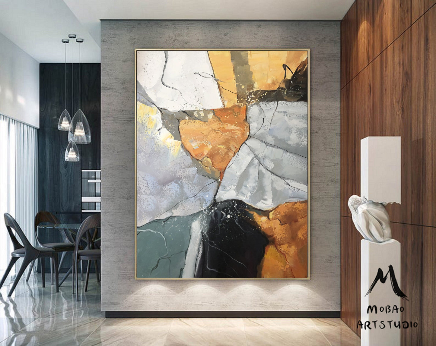 Gold Abstract Painting Large Abstract PaintingGold Abstract Painting Green Oil Painting Textured Painting On Canvas Modern Art Canvas Decor