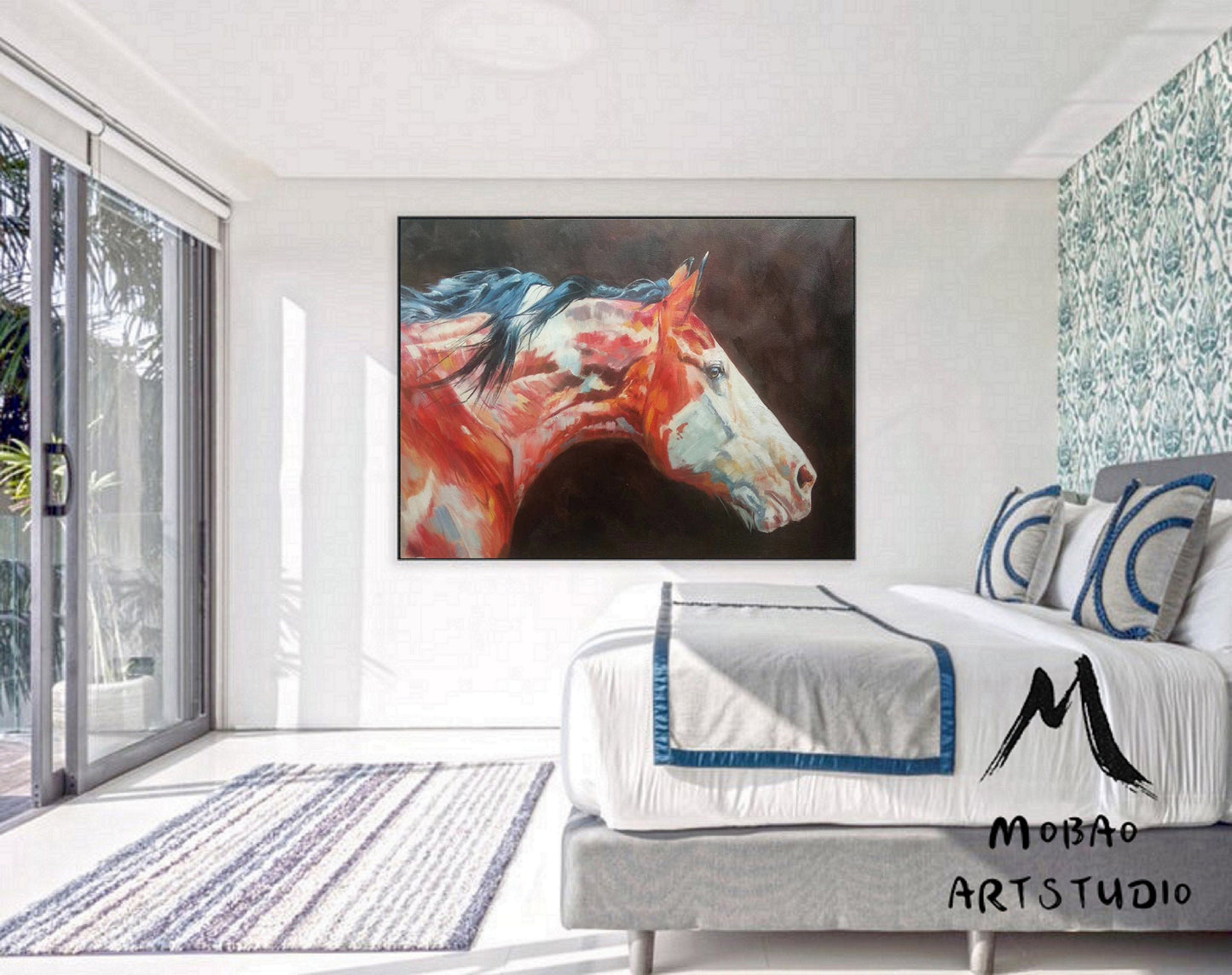 Large Horse Painting Large Canvas Art Horse Decor Horse Oil Painting Large Oil Painting Horse Wall Art Large Wall Art Living Room Art #M5139