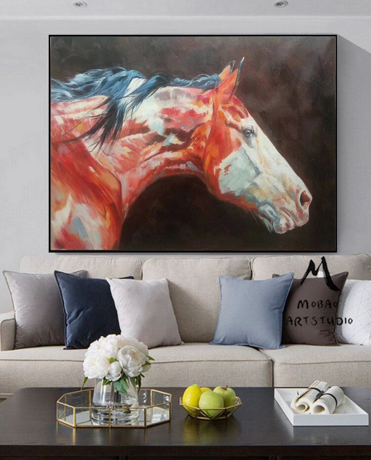 Large Horse Painting Large Canvas Art Horse Decor Horse Oil Painting Large Oil Painting Horse Wall Art Large Wall Art Living Room Art #M5139