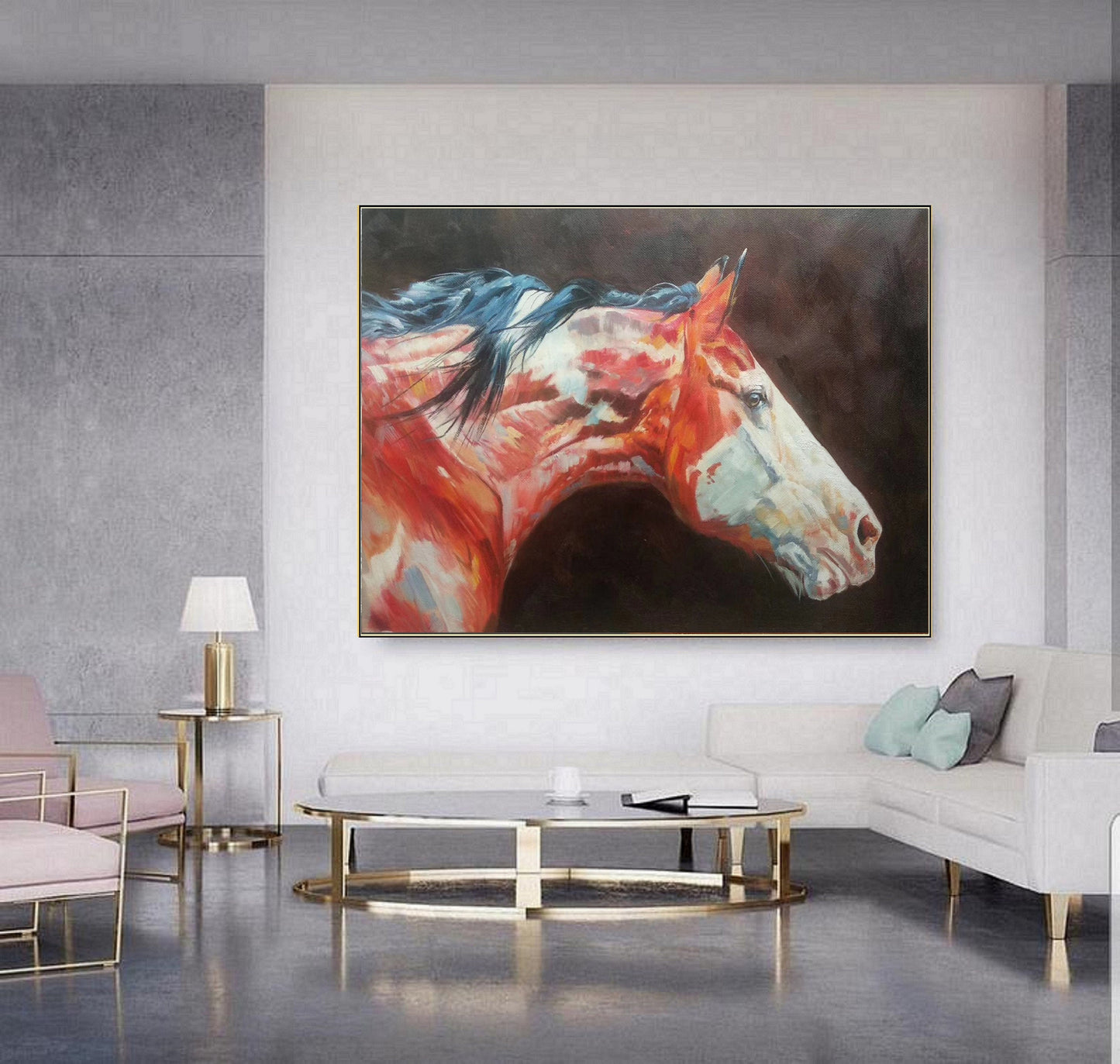 Large Horse Painting Large Canvas Art Horse Decor Horse Oil Painting Large Oil Painting Horse Wall Art Large Wall Art Living Room Art #M5139