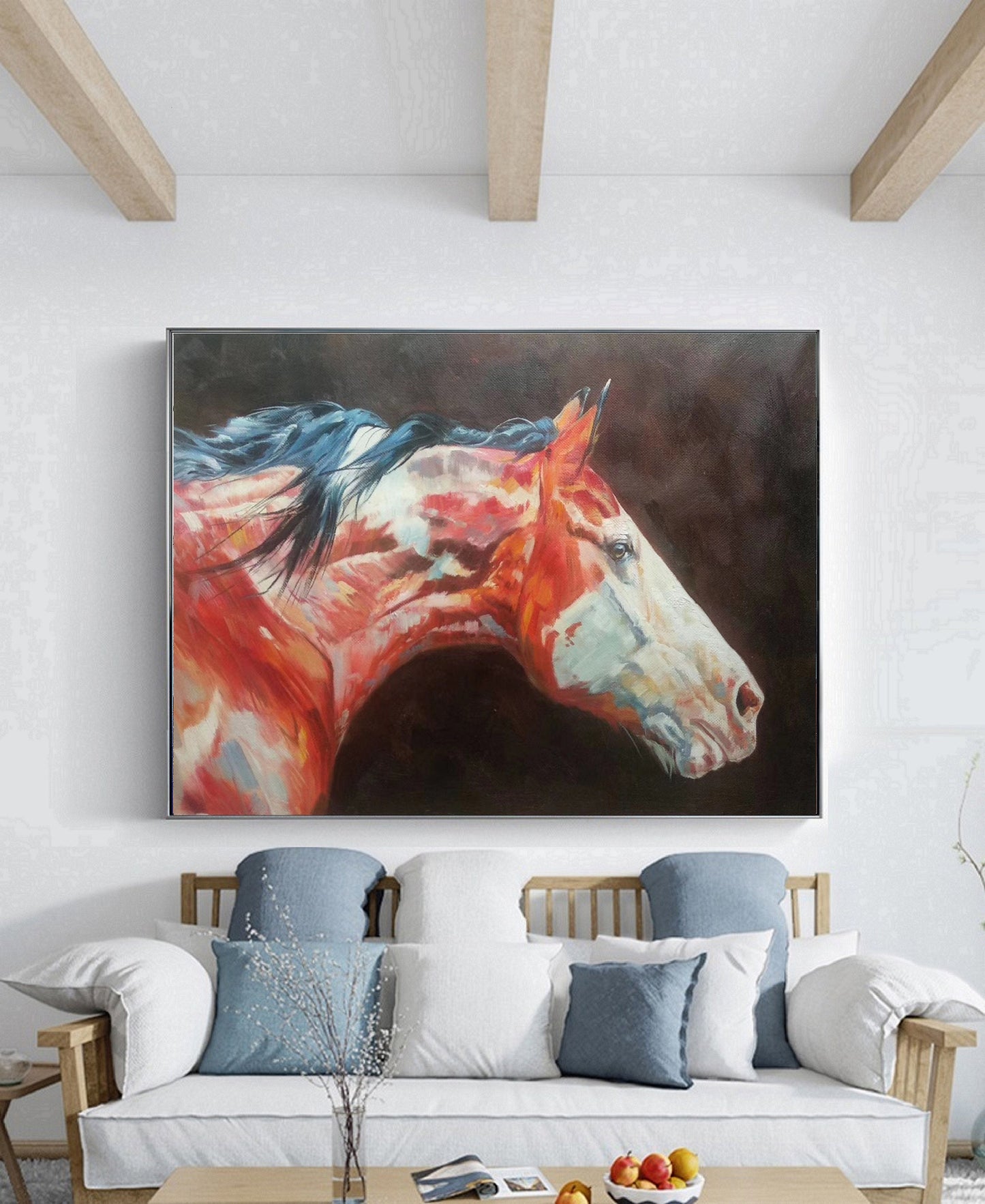 Large Horse Painting Large Canvas Art Horse Decor Horse Oil Painting Large Oil Painting Horse Wall Art Large Wall Art Living Room Art #M5139