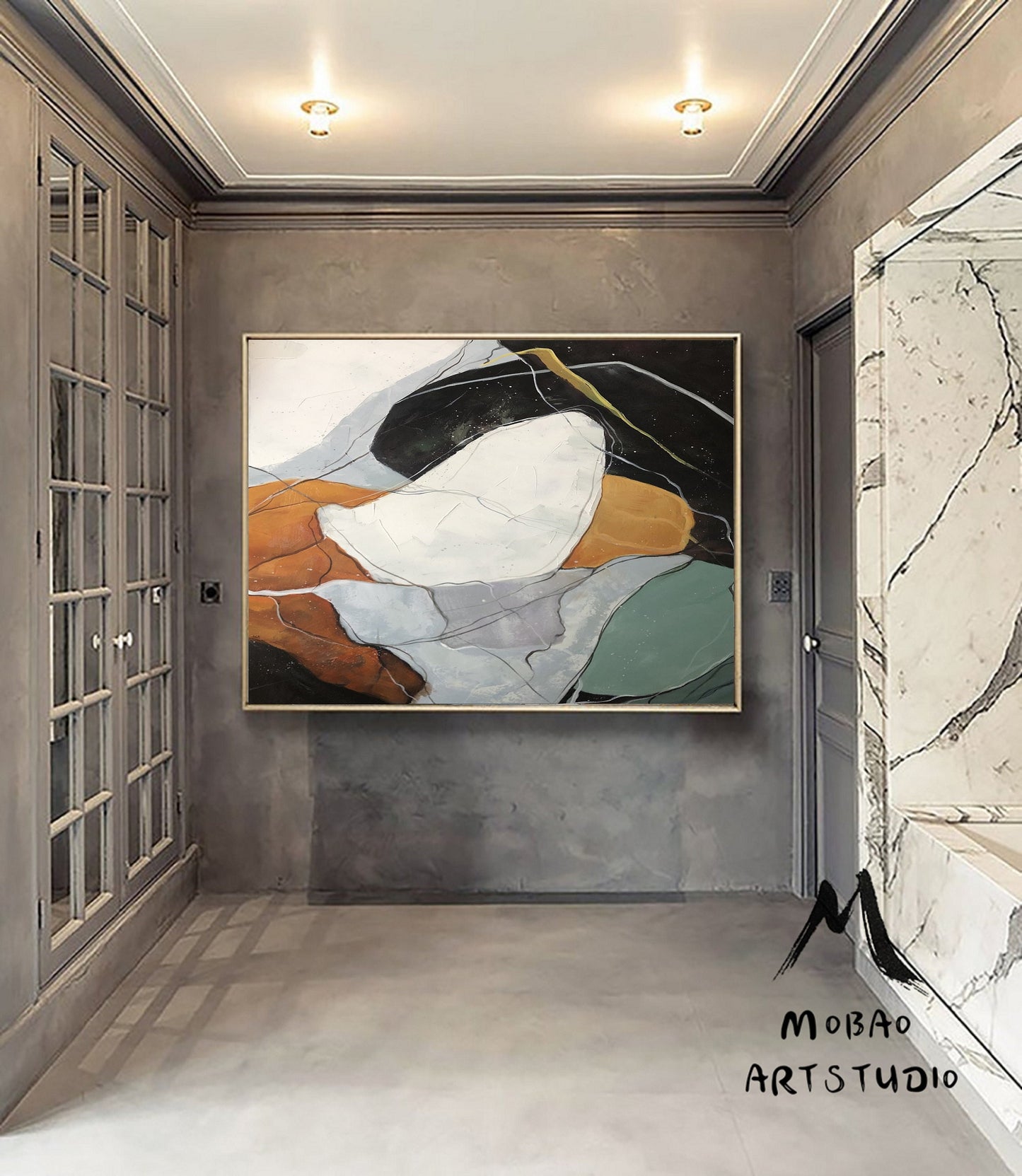Large Abstract Painting,White Painting Black Painting, Original Minimalist Abstract Painting, Abstract Painting, Large Wall Canvas Painting