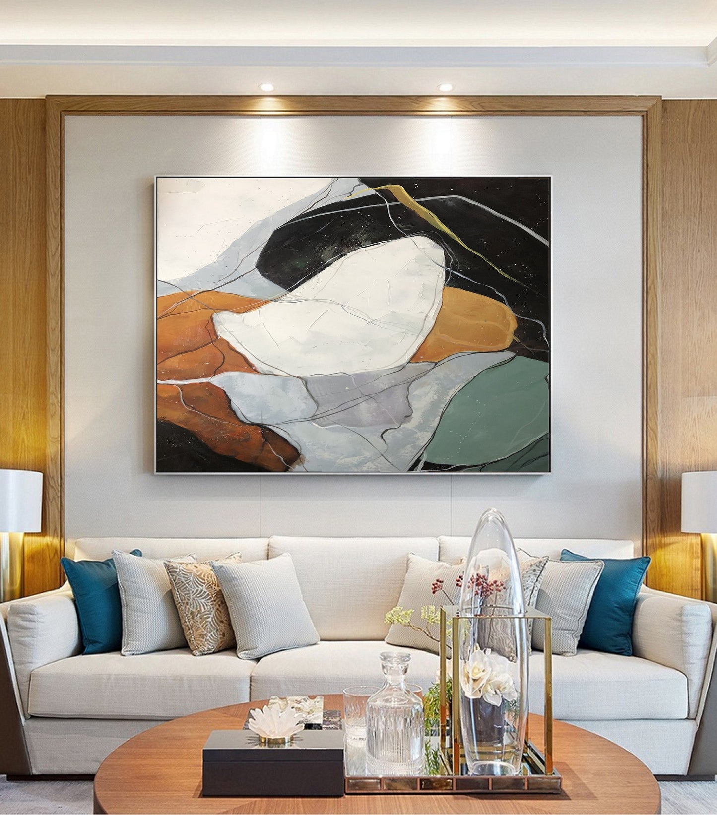 Large Abstract Painting,White Painting Black Painting, Original Minimalist Abstract Painting, Abstract Painting, Large Wall Canvas Painting
