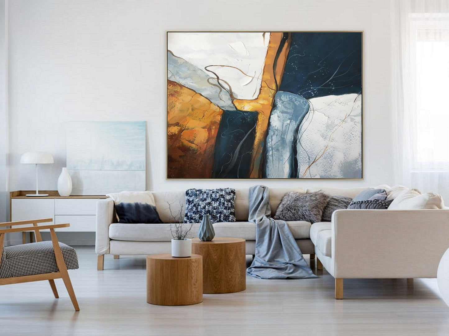 Large Gold Abstract Painting Original Green Minimalist Abstract Painting Gold Painting Beige Abstract Painting Large Wall Canvas Painting