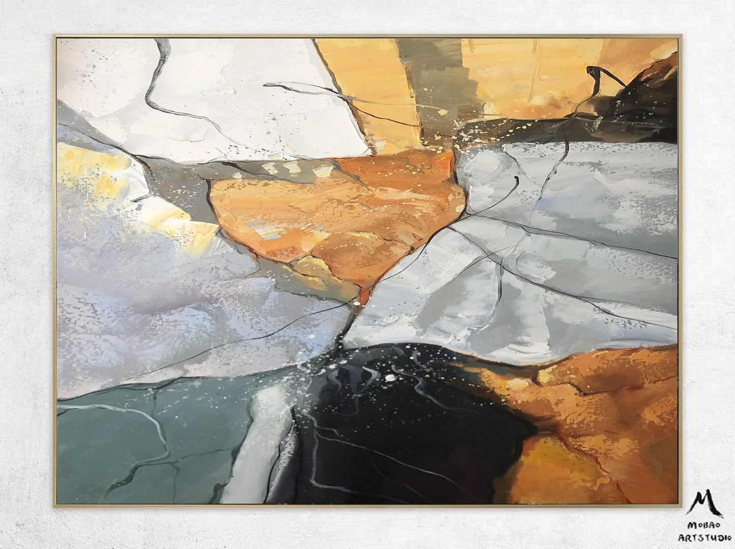 Large Abstract Painting,Gold Painting Boho Wall Art, Original Minimalist Abstract Painting, Abstract Painting, Large Wall Canvas Painting