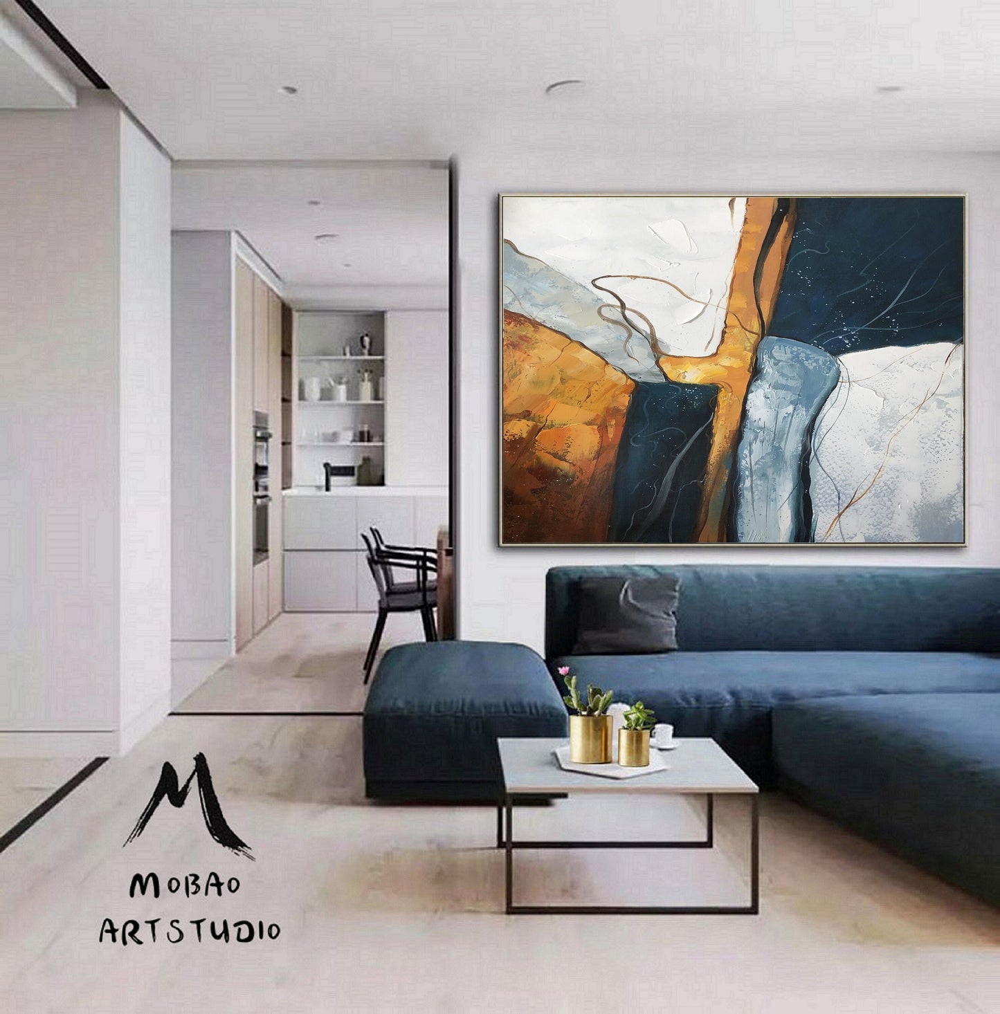 Large Gold Abstract Painting Original Green Minimalist Abstract Painting Gold Painting Beige Abstract Painting Large Wall Canvas Painting