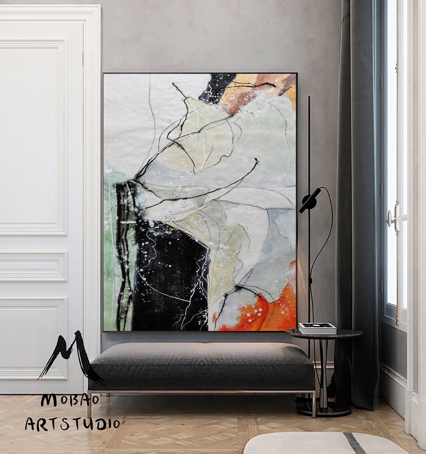 Large Original Abstract Painting,Black Painting Gray Painting, Minimalist Abstract Painting, Abstract Painting, Large Wall Canvas Painting