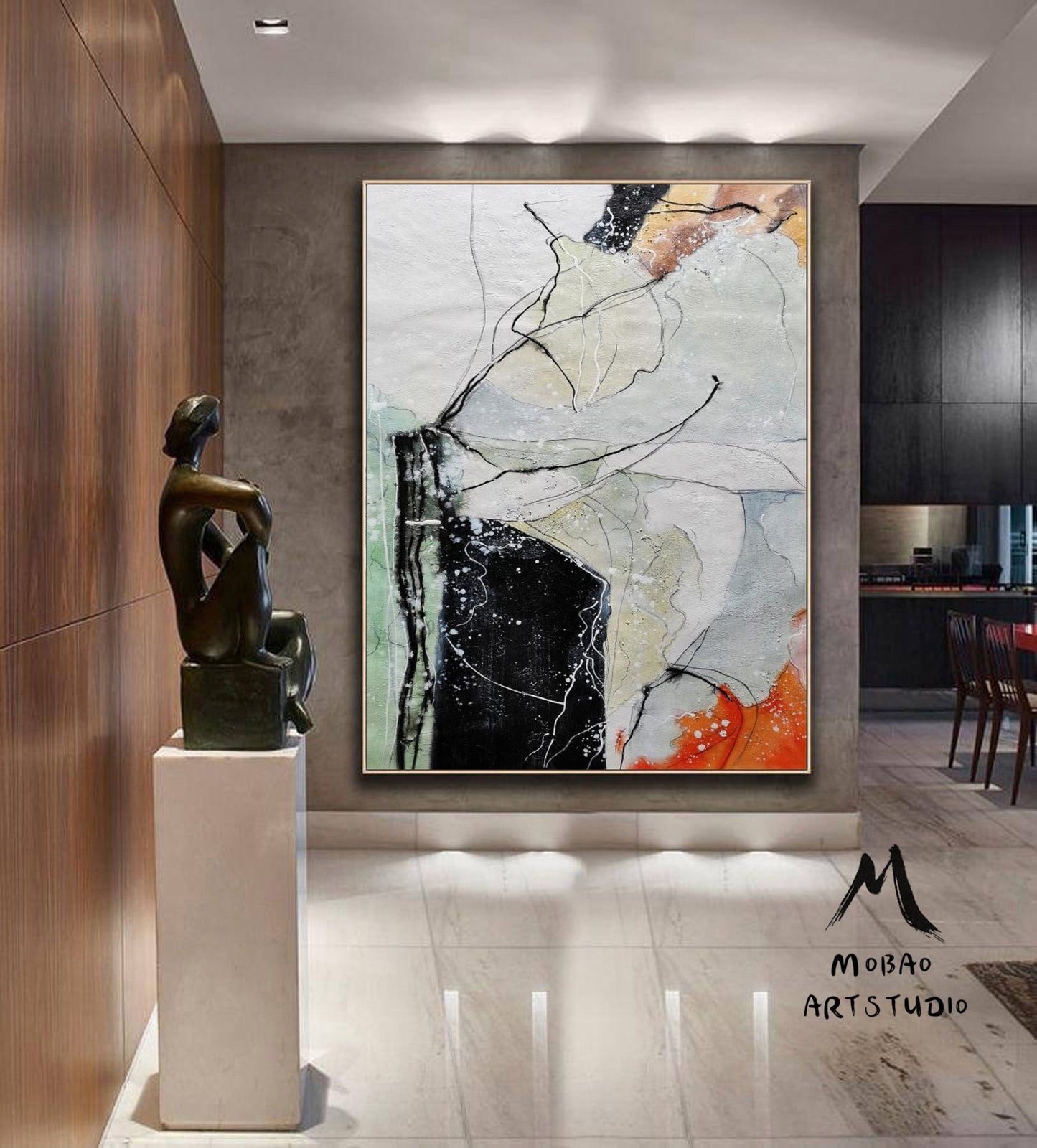Large Original Abstract Painting,Black Painting Gray Painting, Minimalist Abstract Painting, Abstract Painting, Large Wall Canvas Painting
