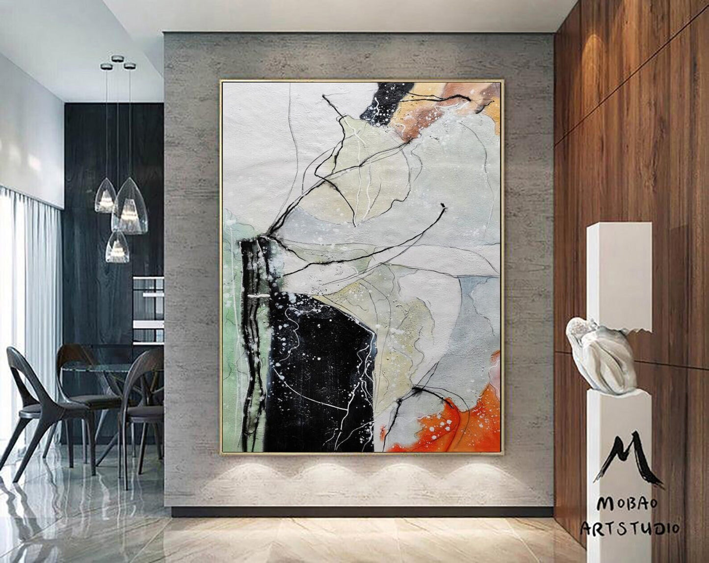Large Original Abstract Painting,Black Painting Gray Painting, Minimalist Abstract Painting, Abstract Painting, Large Wall Canvas Painting