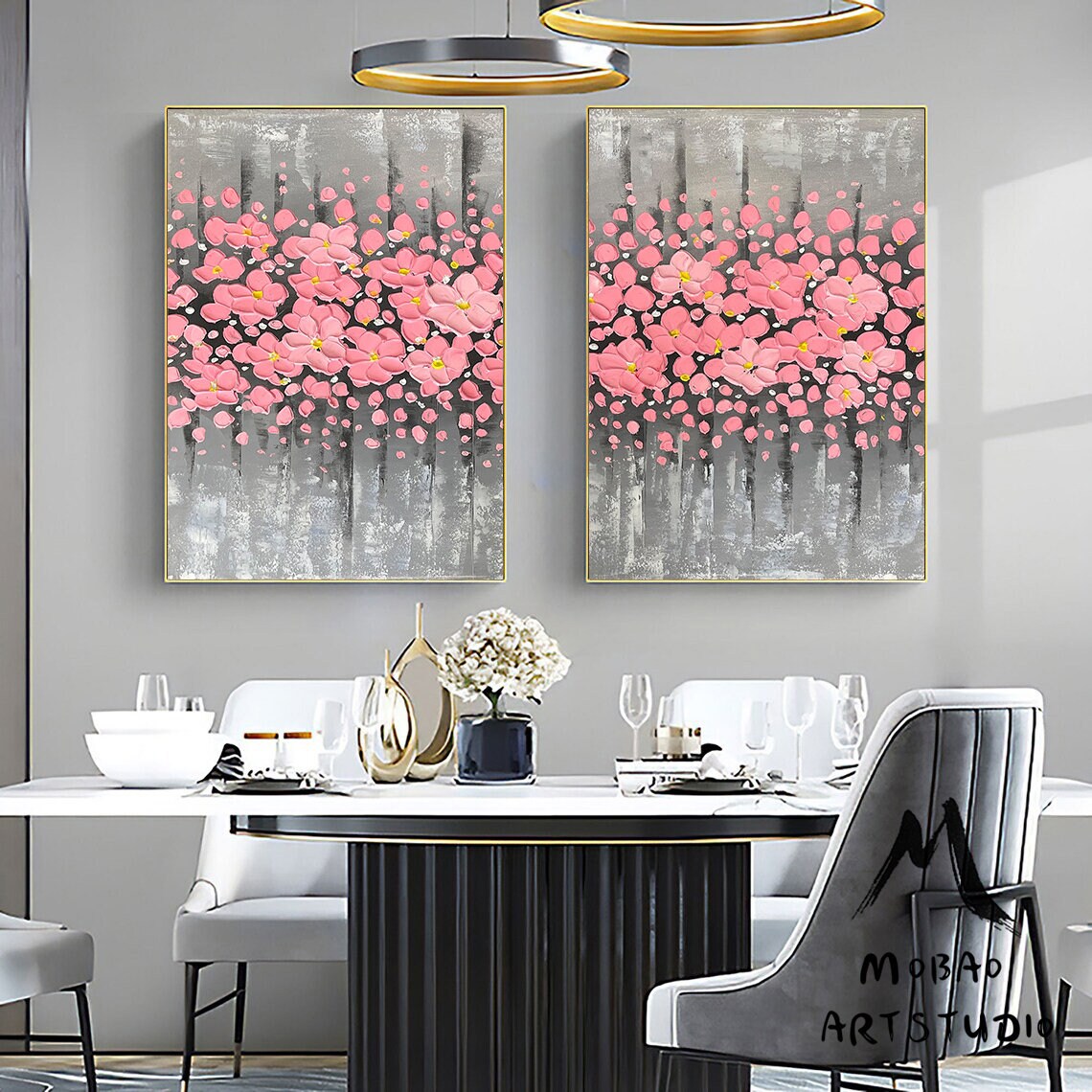 Original Pink Flower 3D Textured Painting, Large Wall Art, Palette Knife Painting, 3D Oil Painting Flower On Canvas, Handmade Art Painting