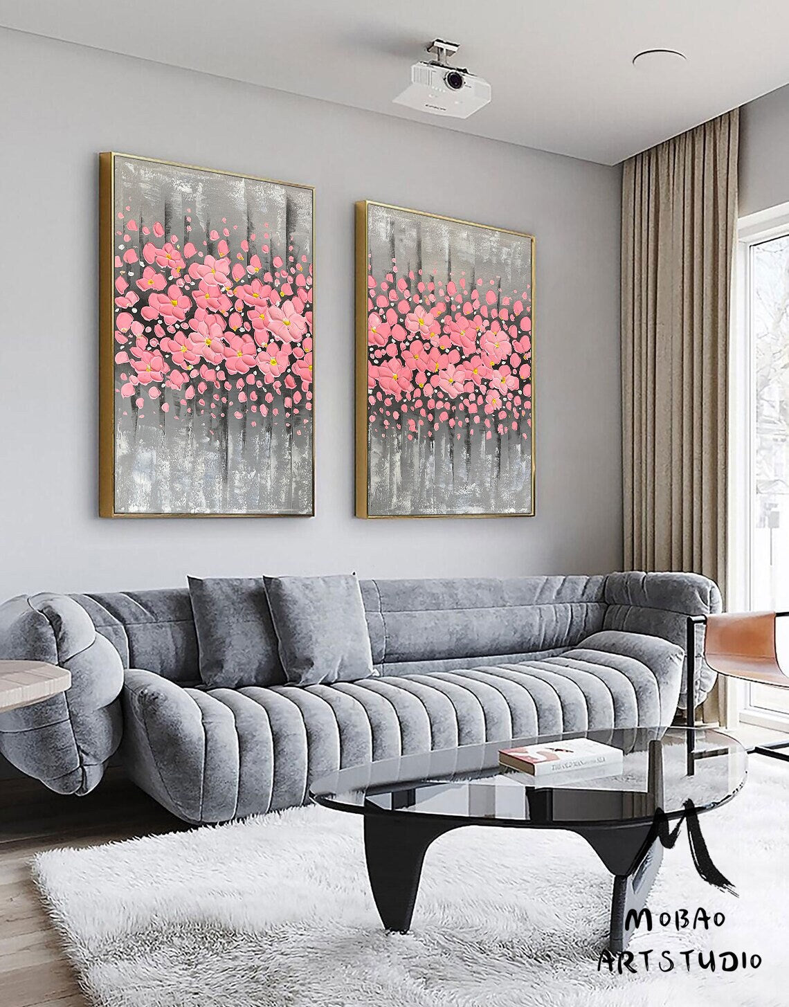 Original Pink Flower 3D Textured Painting, Large Wall Art, Palette Knife Painting, 3D Oil Painting Flower On Canvas, Handmade Art Painting