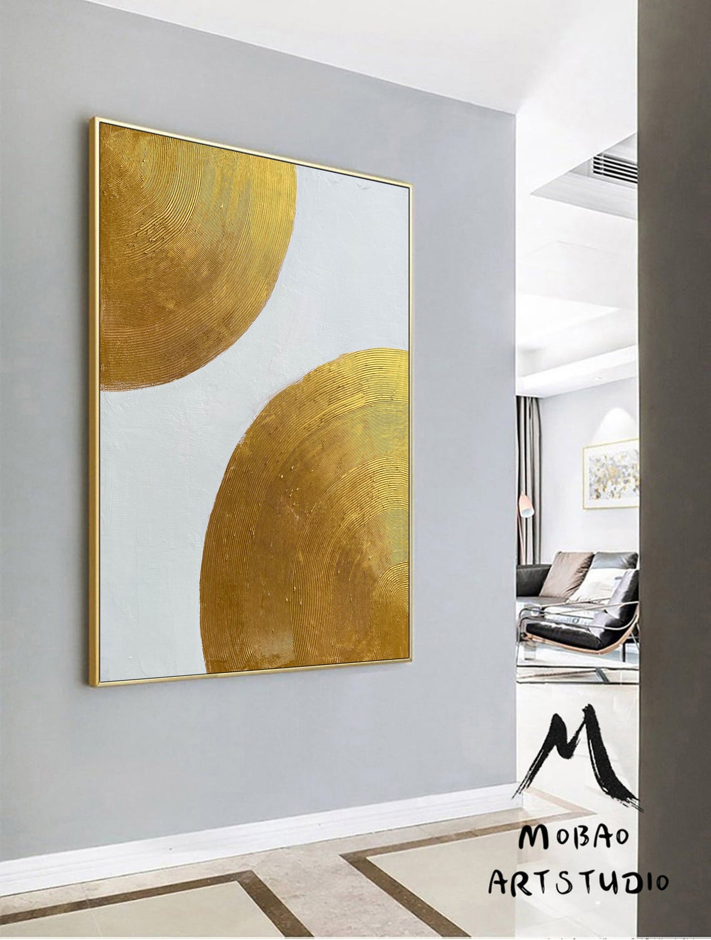 Large White Abstract Art Gold Painting Gold Leaf Textured Painting Gold Abstract Painting Gold Minimalist Painting Modern Abstract Painting