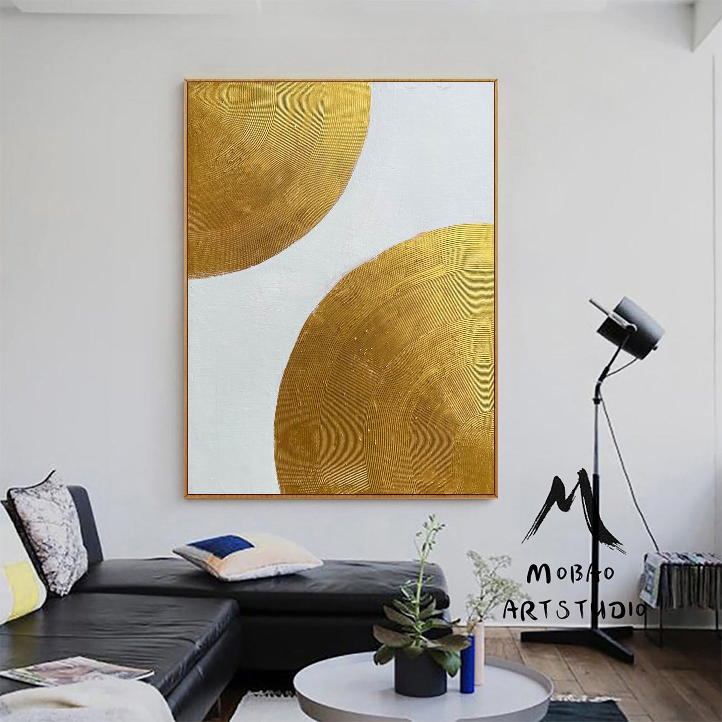 Large White Abstract Art Gold Painting Gold Leaf Textured Painting Gold Abstract Painting Gold Minimalist Painting Modern Abstract Painting