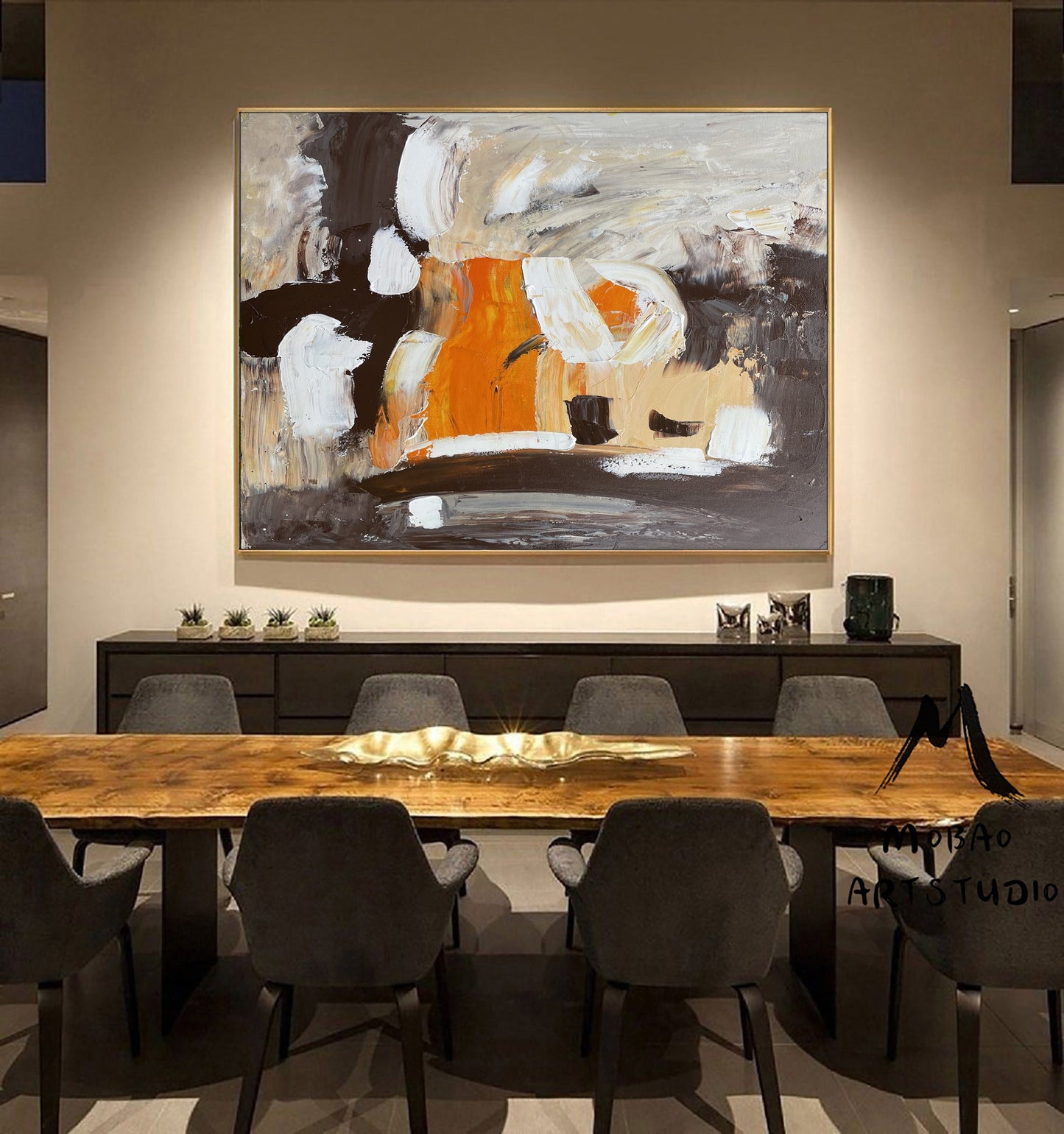 White Textured Wall Art Brown and White Abstract Art Brown and White Painting White Minimalist Painting Wall Art Orange Abstract Painting
