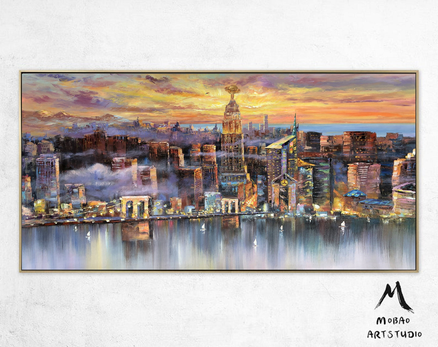 Large City Landscape painting, New York City Painting, Large urban art painting,Urban Wall Art,New York Wall Art,Original city Hand painting