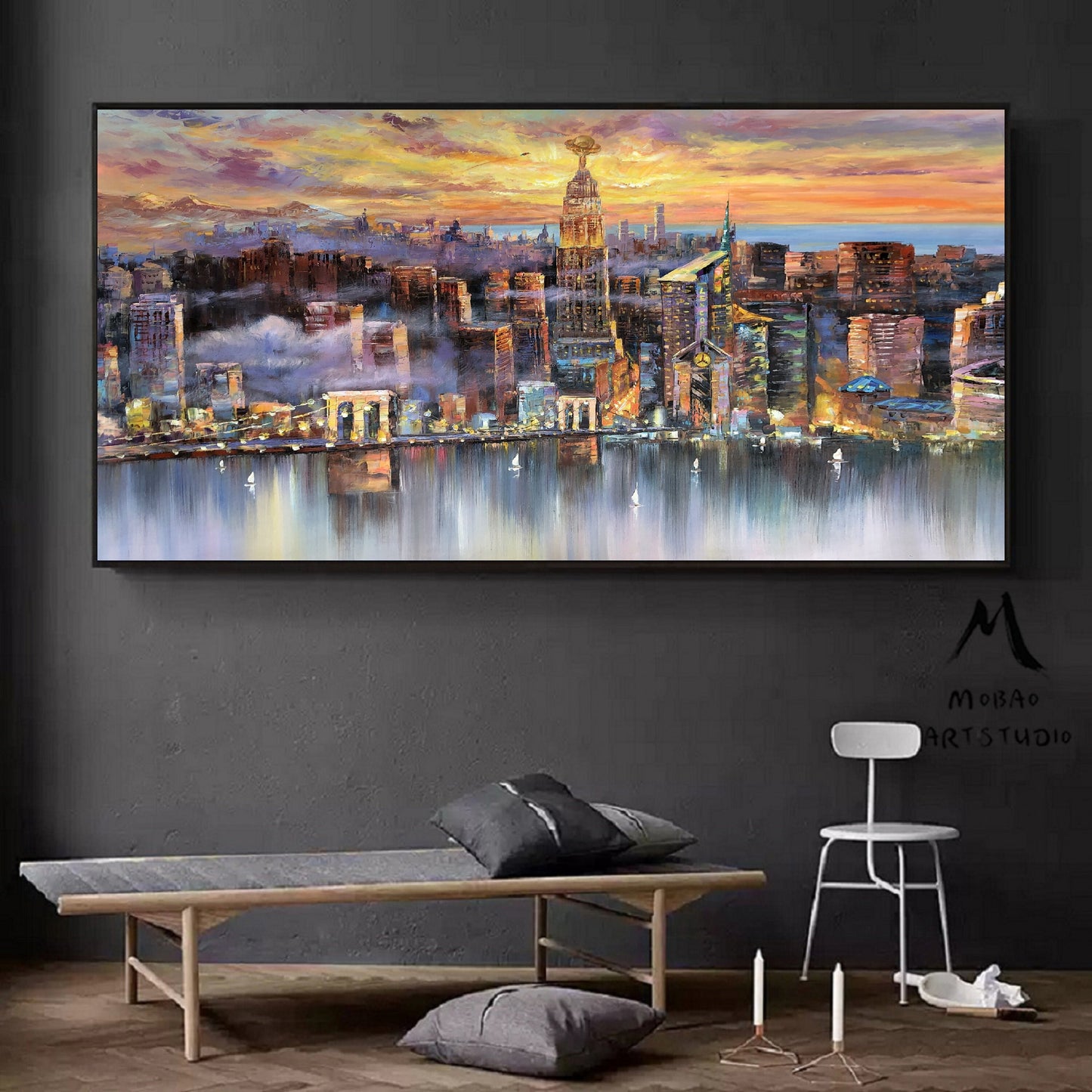 Large City Landscape painting, New York City Painting, Large urban art painting,Urban Wall Art,New York Wall Art,Original city Hand painting