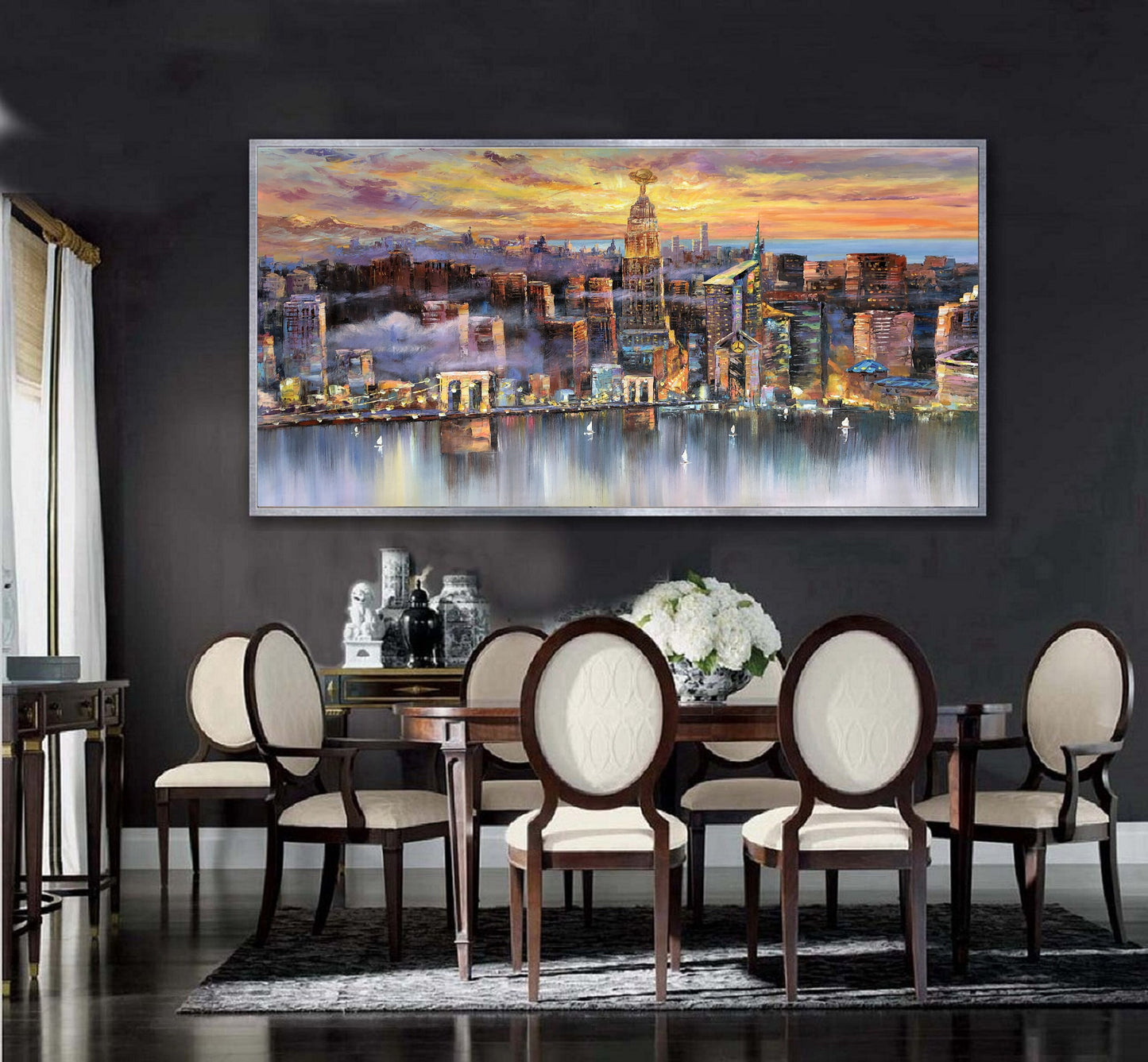 Large City Landscape painting, New York City Painting, Large urban art painting,Urban Wall Art,New York Wall Art,Original city Hand painting
