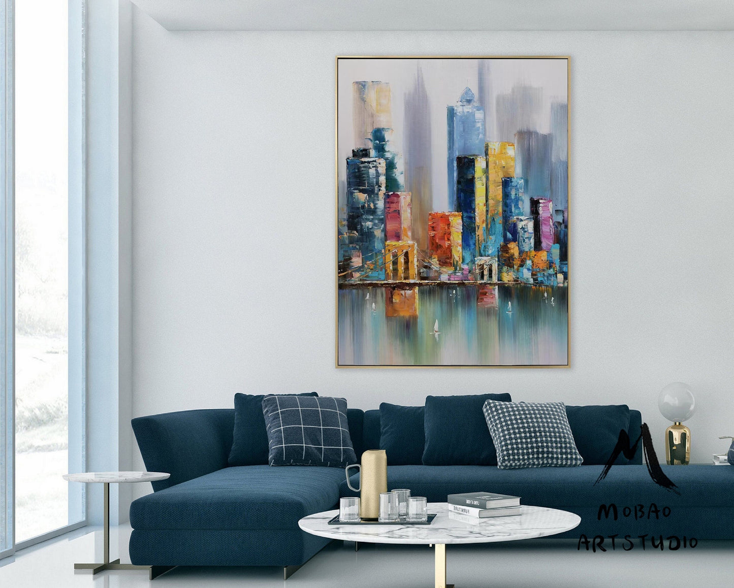 Large City Abstract Painting,Original New York Skyline,New York Wall Art, Large Abstract Painting, Urban Art Painting, City Skyline Painting