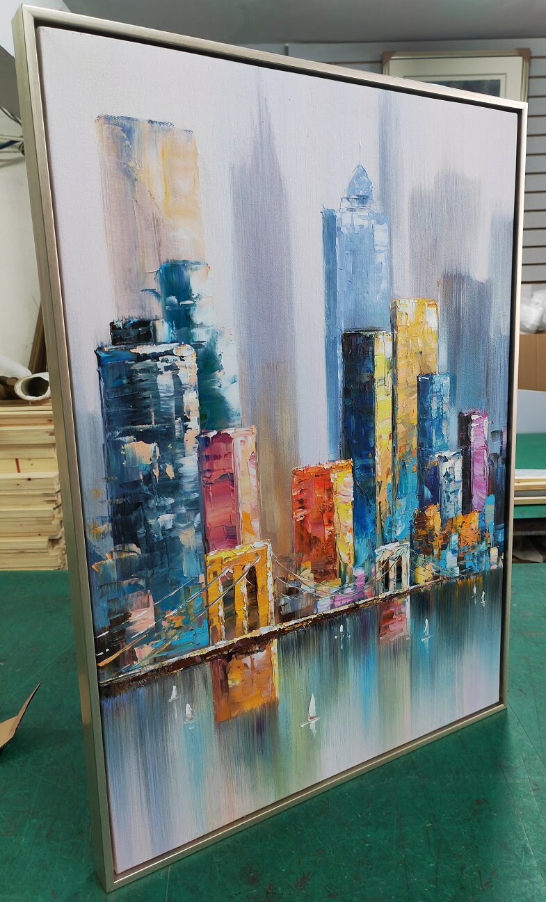 Large City Abstract Painting,Original New York Skyline,New York Wall Art, Large Abstract Painting, Urban Art Painting, City Skyline Painting